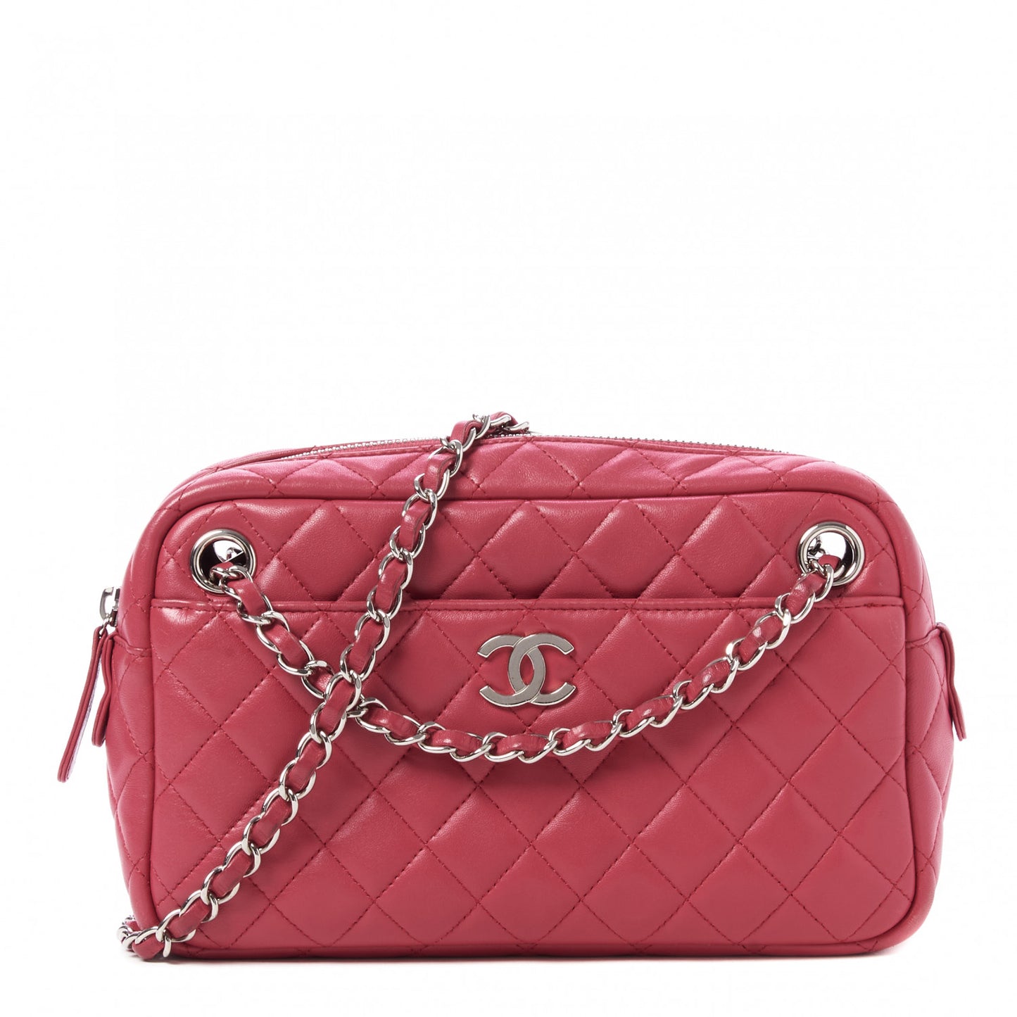 Lambskin Quilted Camera Case Pink