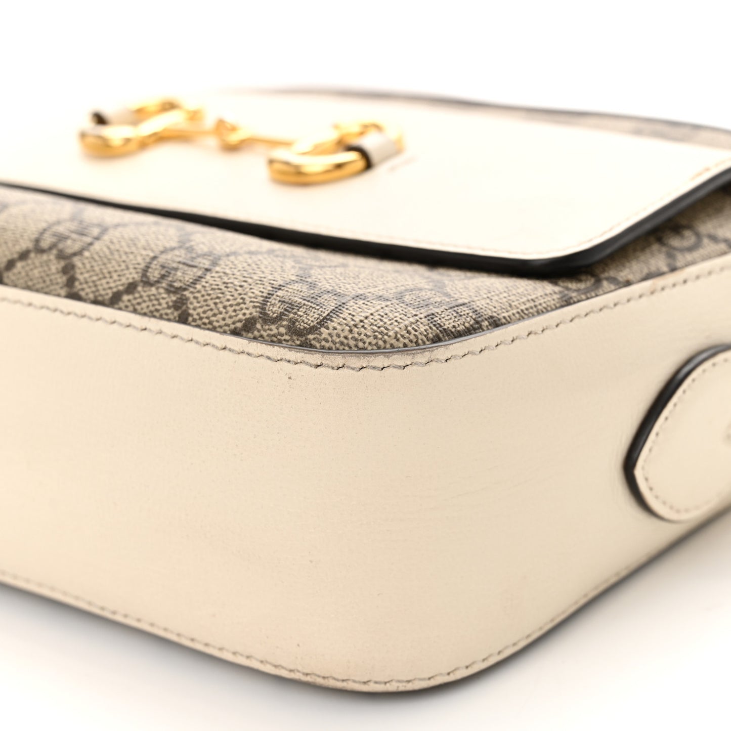 GG Supreme Monogram Small Horsebit 1955 Shoulder Bag Beige Mystic White