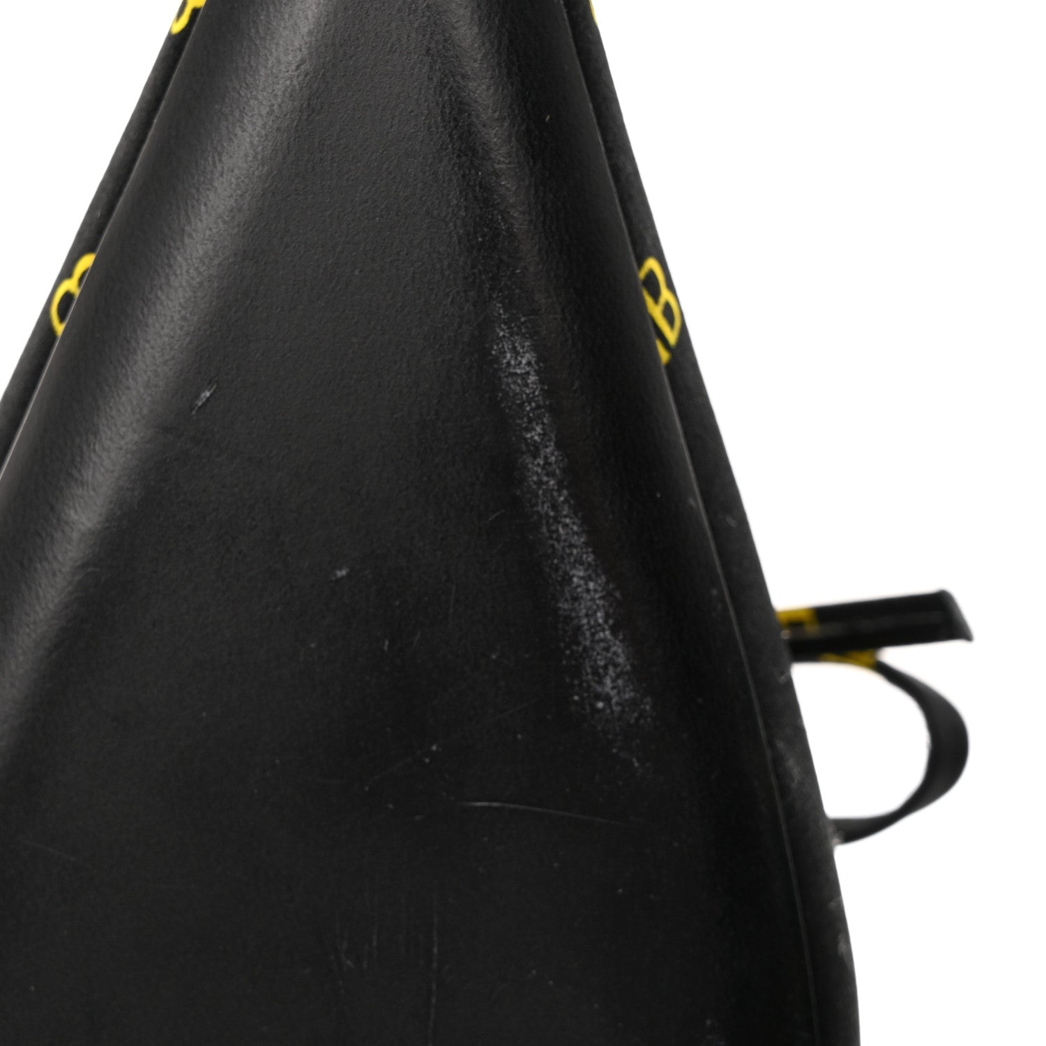 Balenciaga Crepe Satin BB Printed Pointy Toe Knife Flat 40mm Mules 36 Black Yellow Fluo 9 of 17