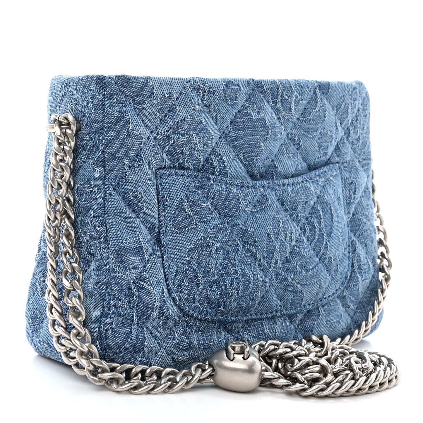 Denim Quilted Camellia Sweetheart Small Hobo Blue