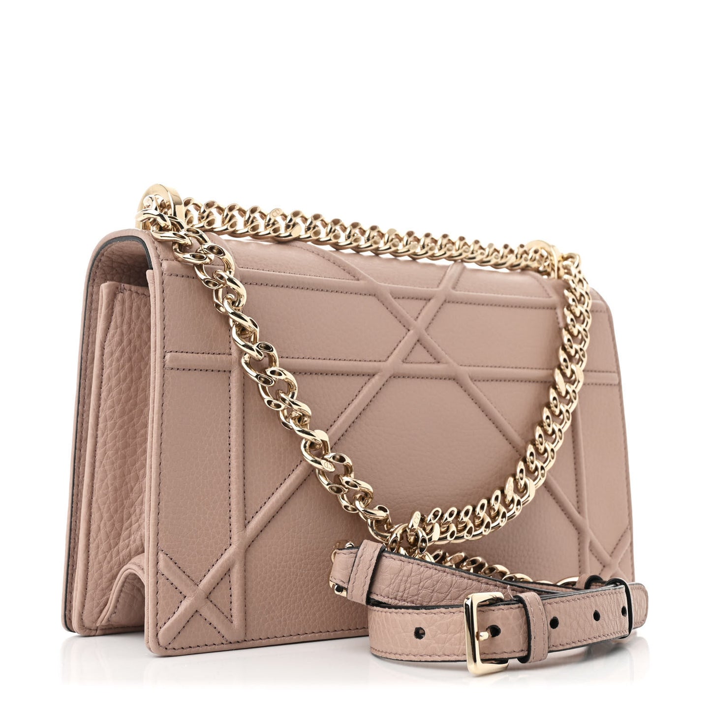 Grained Calfskin Medium Diorama Flap Bag Nude