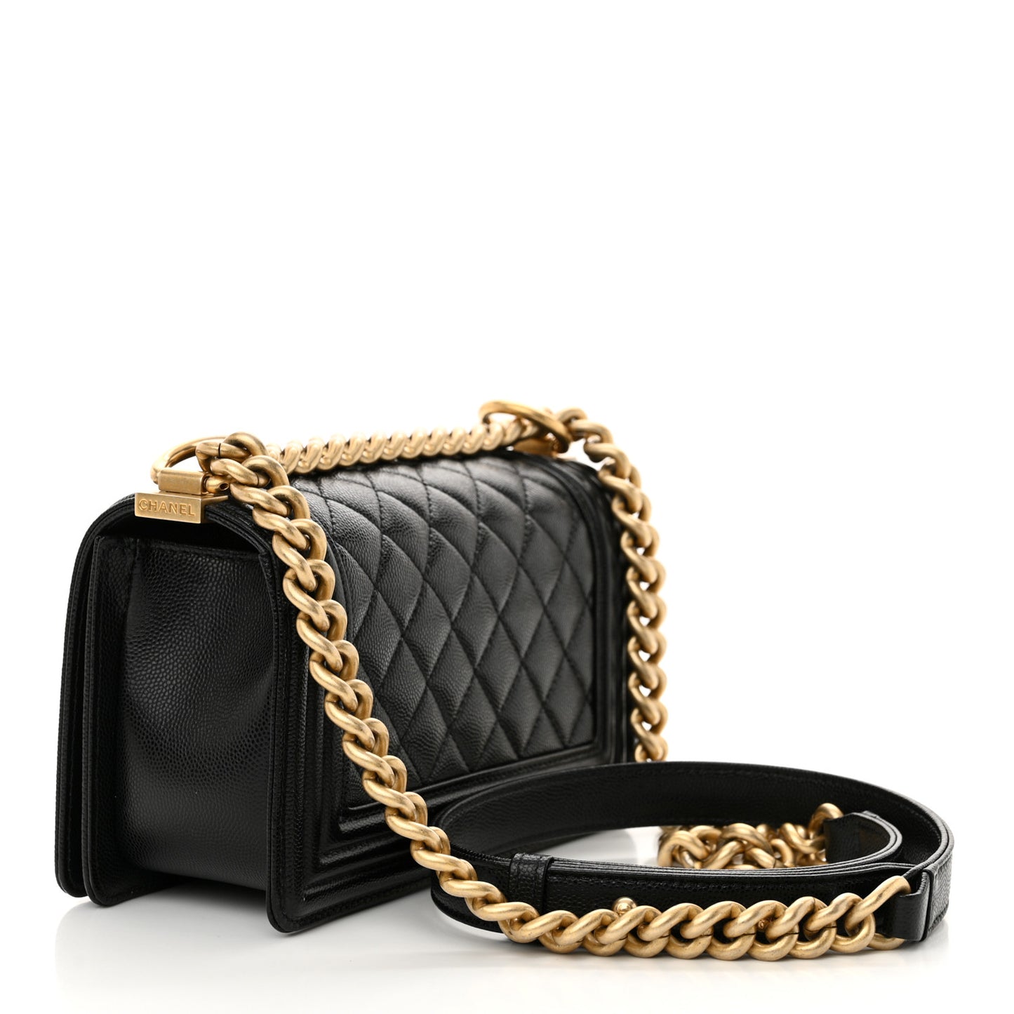Caviar Quilted Small Boy Flap Black