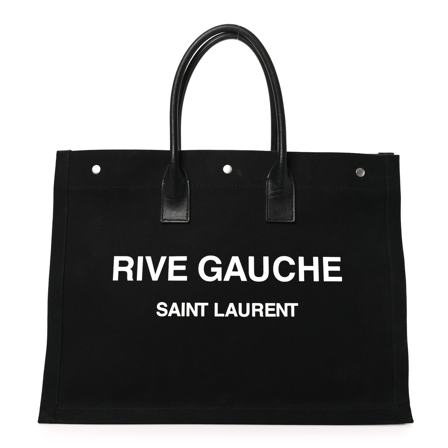 Linen Calfskin Rive Gauche Tote Black