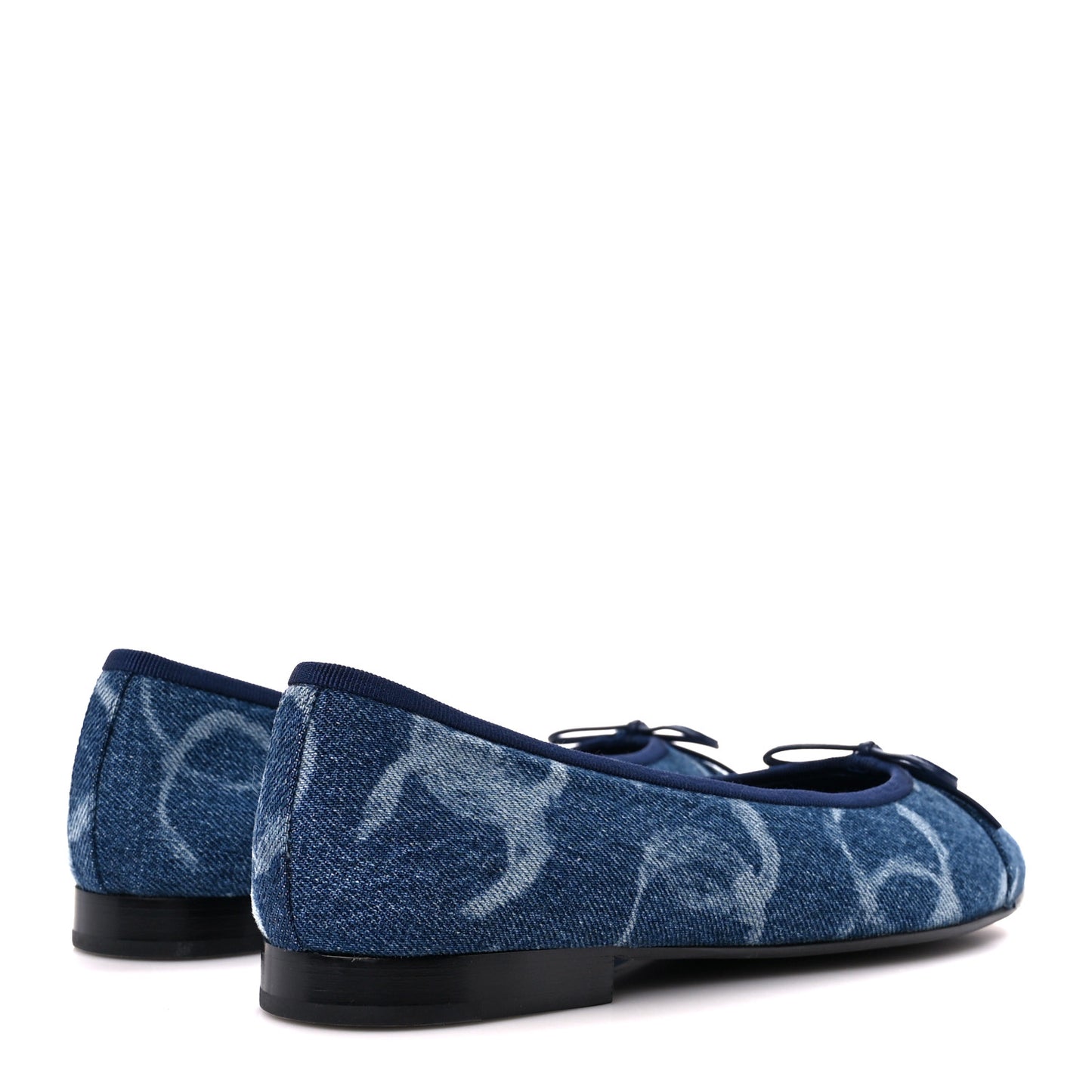 Denim Printed CC Cap Toe Ballerina Flats 38.5 Blue White