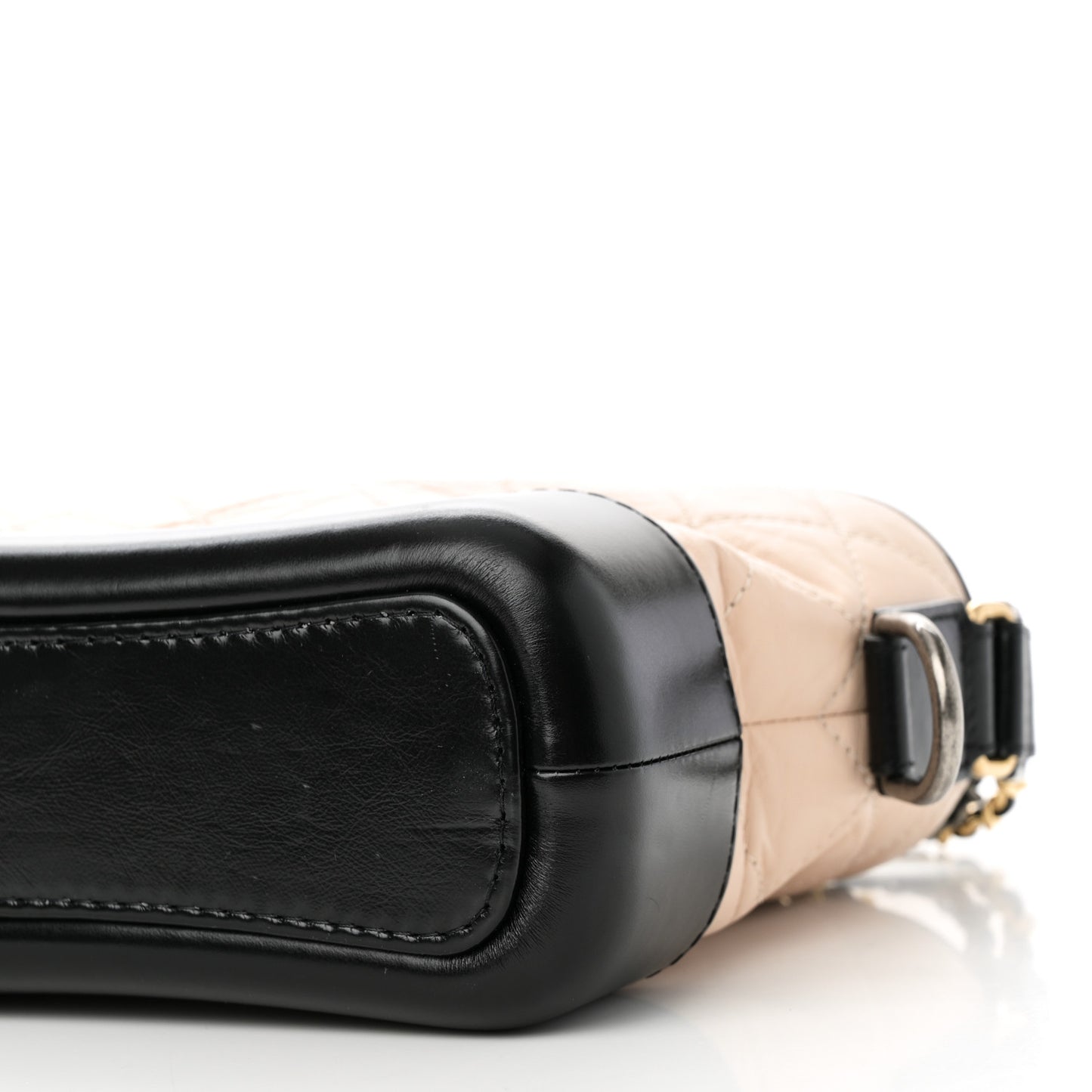Aged Calfskin Quilted Small Gabrielle Hobo Beige Black