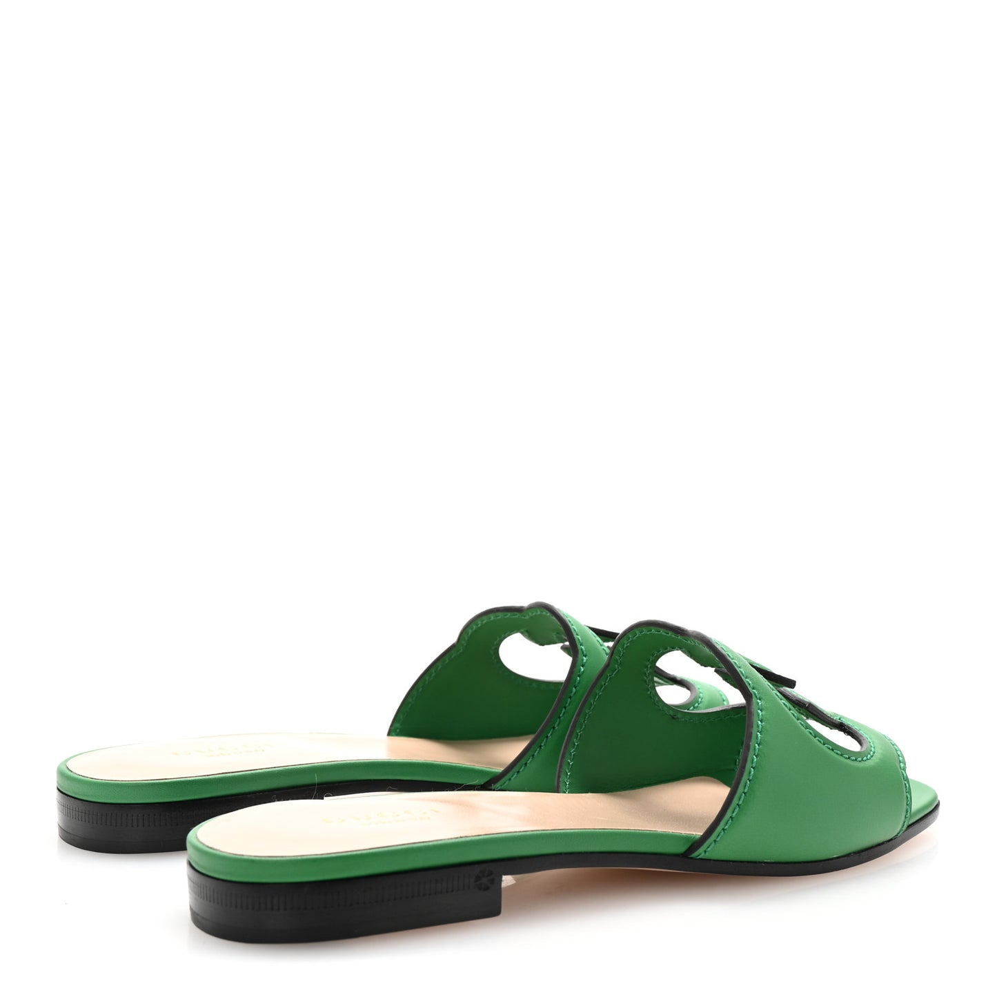 Cosmos Softy Calfskin Interlocking G Cut Out Slide Sandals 35 New Shamarock