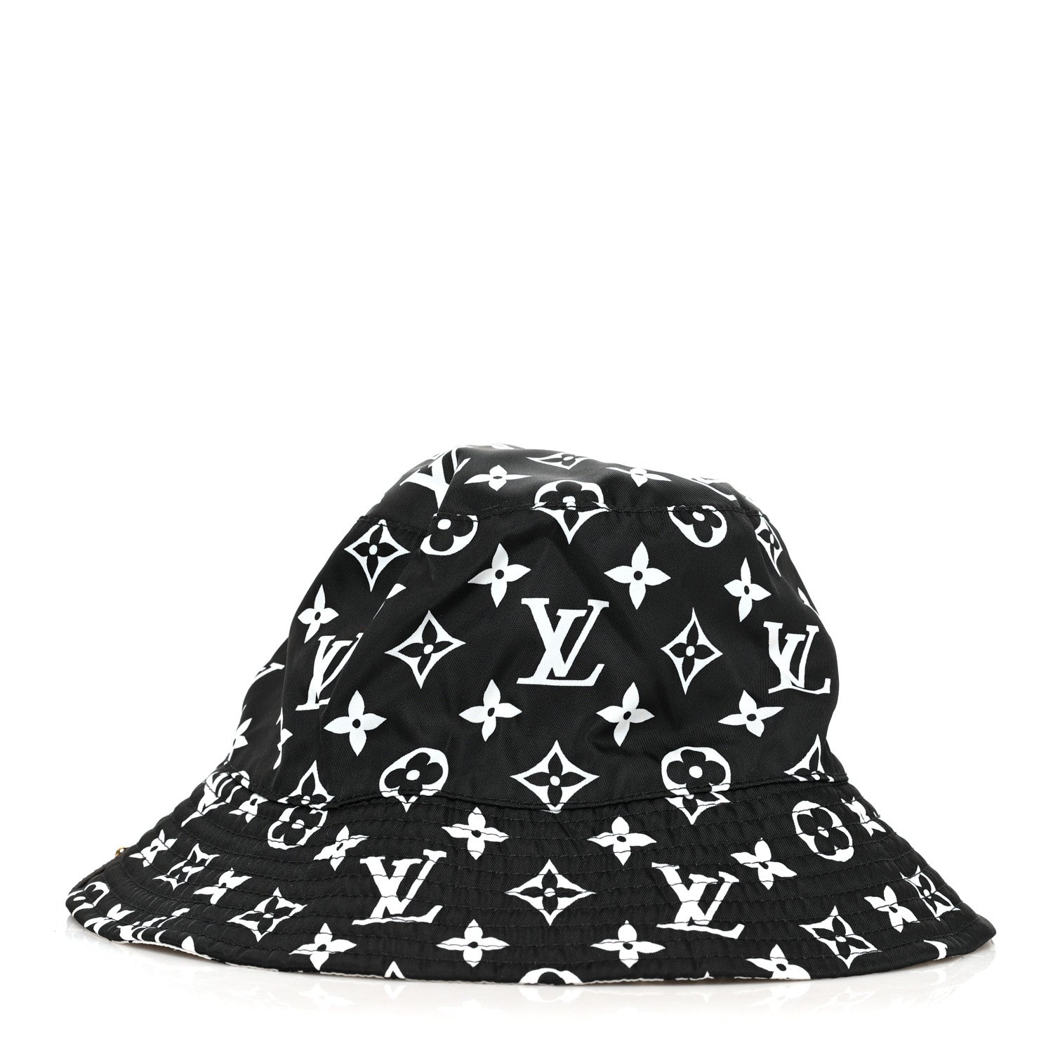 Louis Vuitton Nylon Monogram Reversible Bob Bucket Hat S Black
