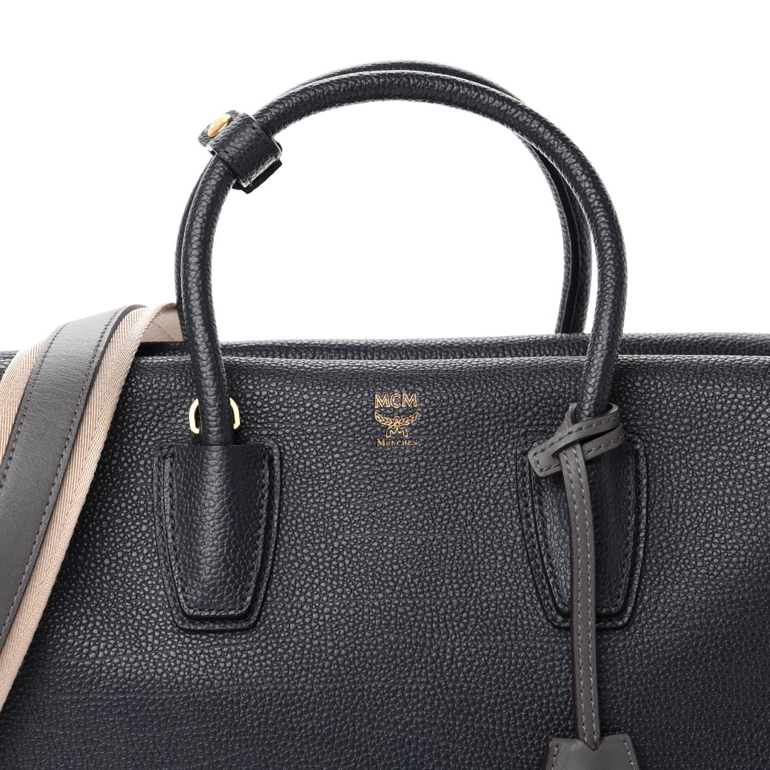 MCM Grained Calfskin Medium Milla Tote Phantom Grey 10 of 10