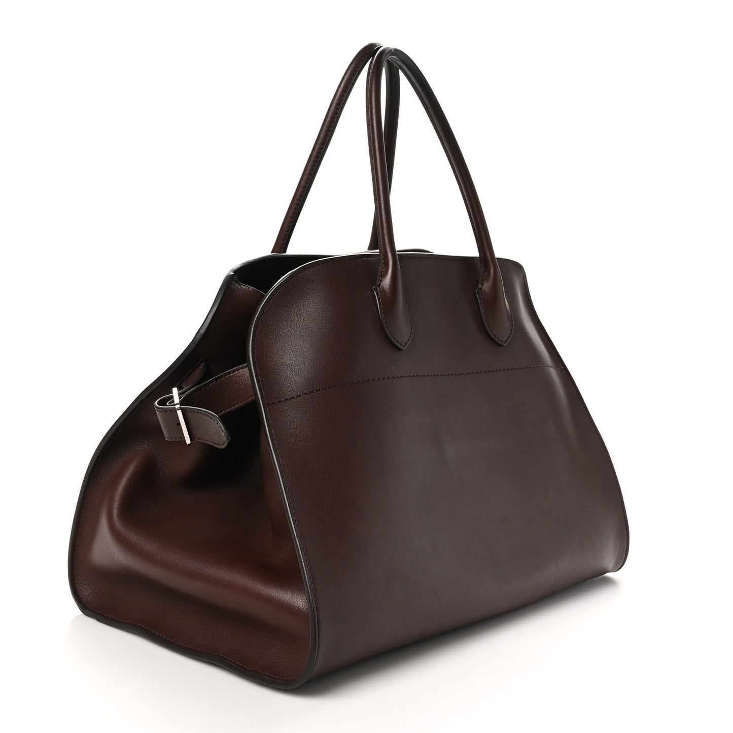 Polished Saddle Calfskin Soft Margaux 15 Dark Brown