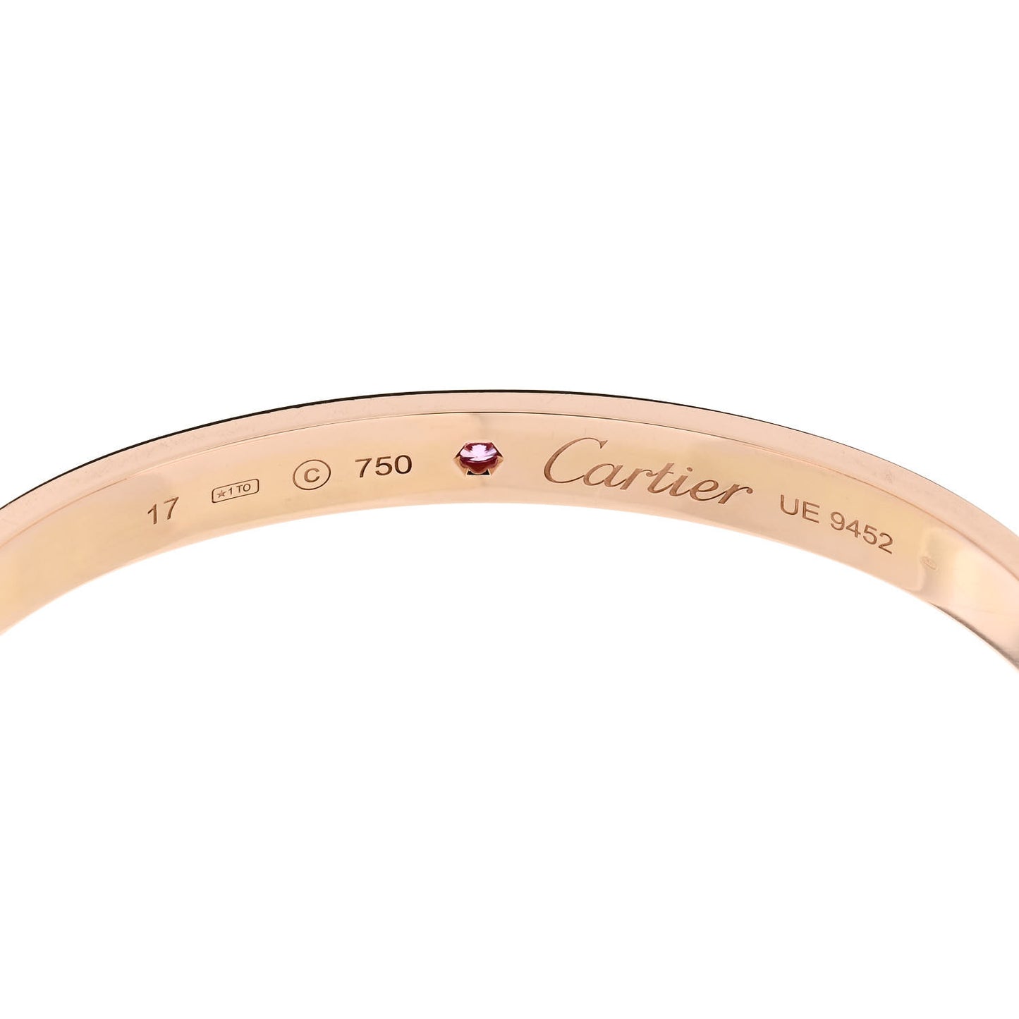 18K Pink Gold Pink Sapphire LOVE Cuff Bracelet 17