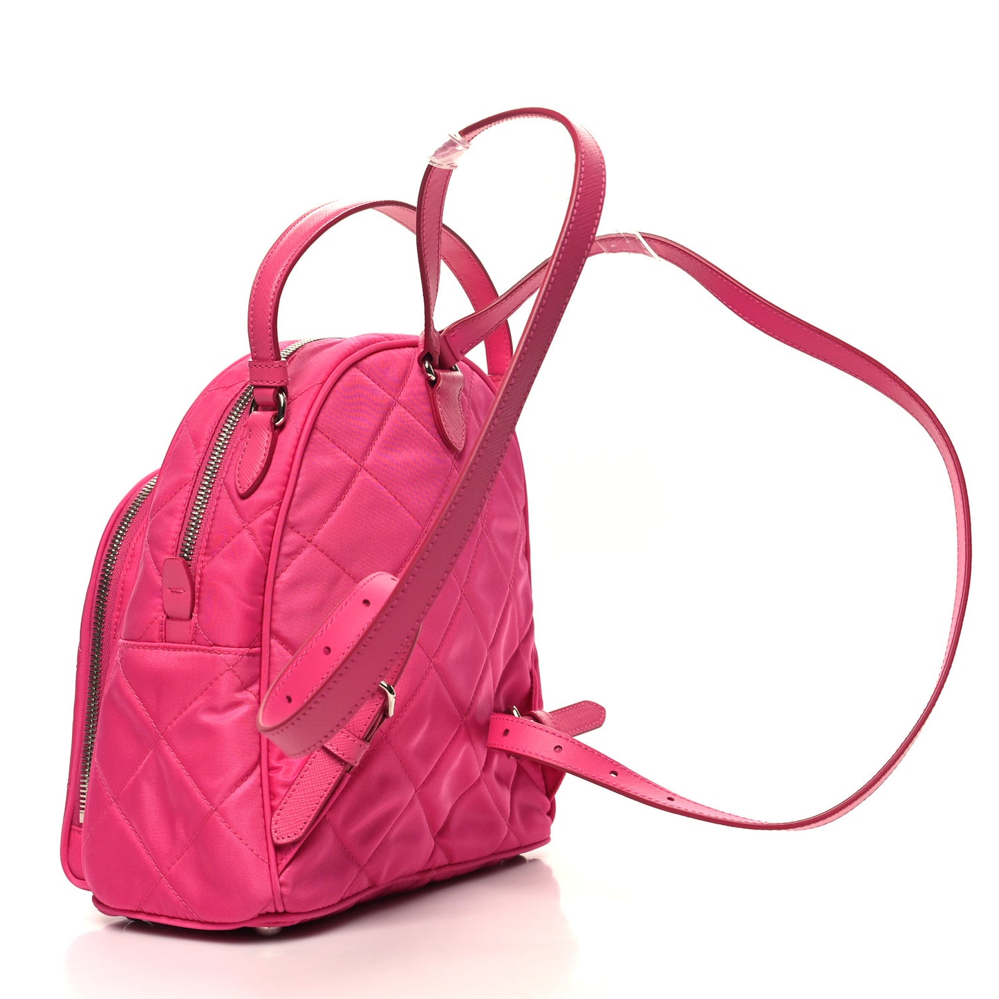 Nylon Tessuto Impuntu Quilted Backpack Fuxia