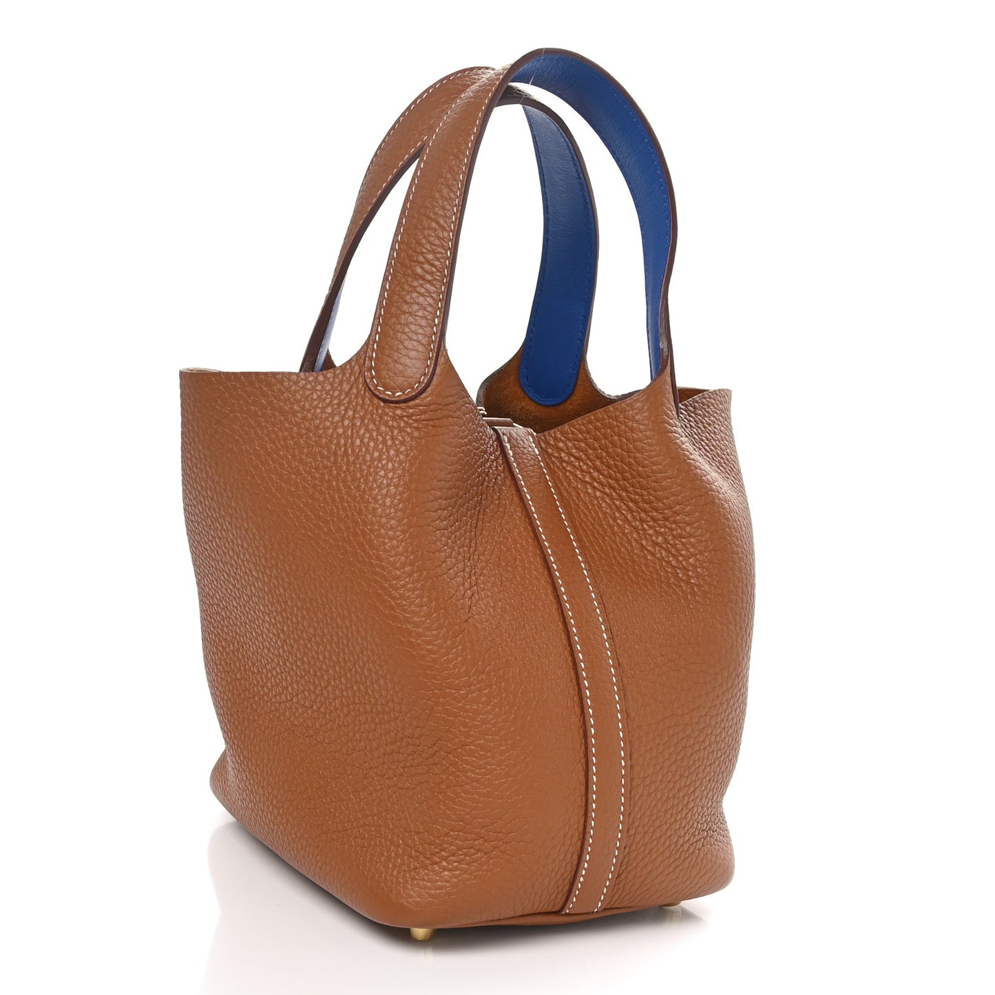 Taurillon Clemence Swift Eclat Picotin Lock 18 PM Gold Bleu France