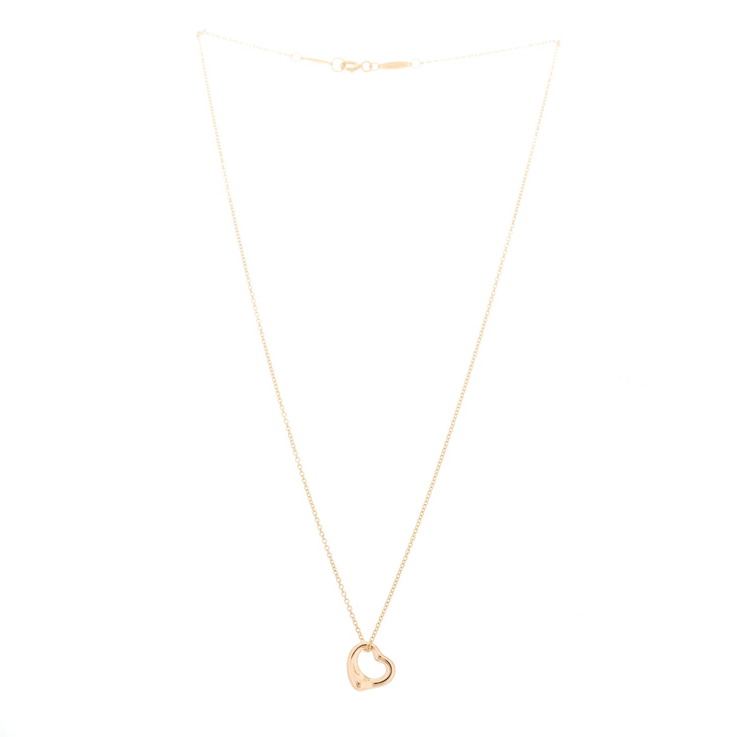 18K Rose Gold 11mm Elsa Peretti Open Heart Pendant Necklace