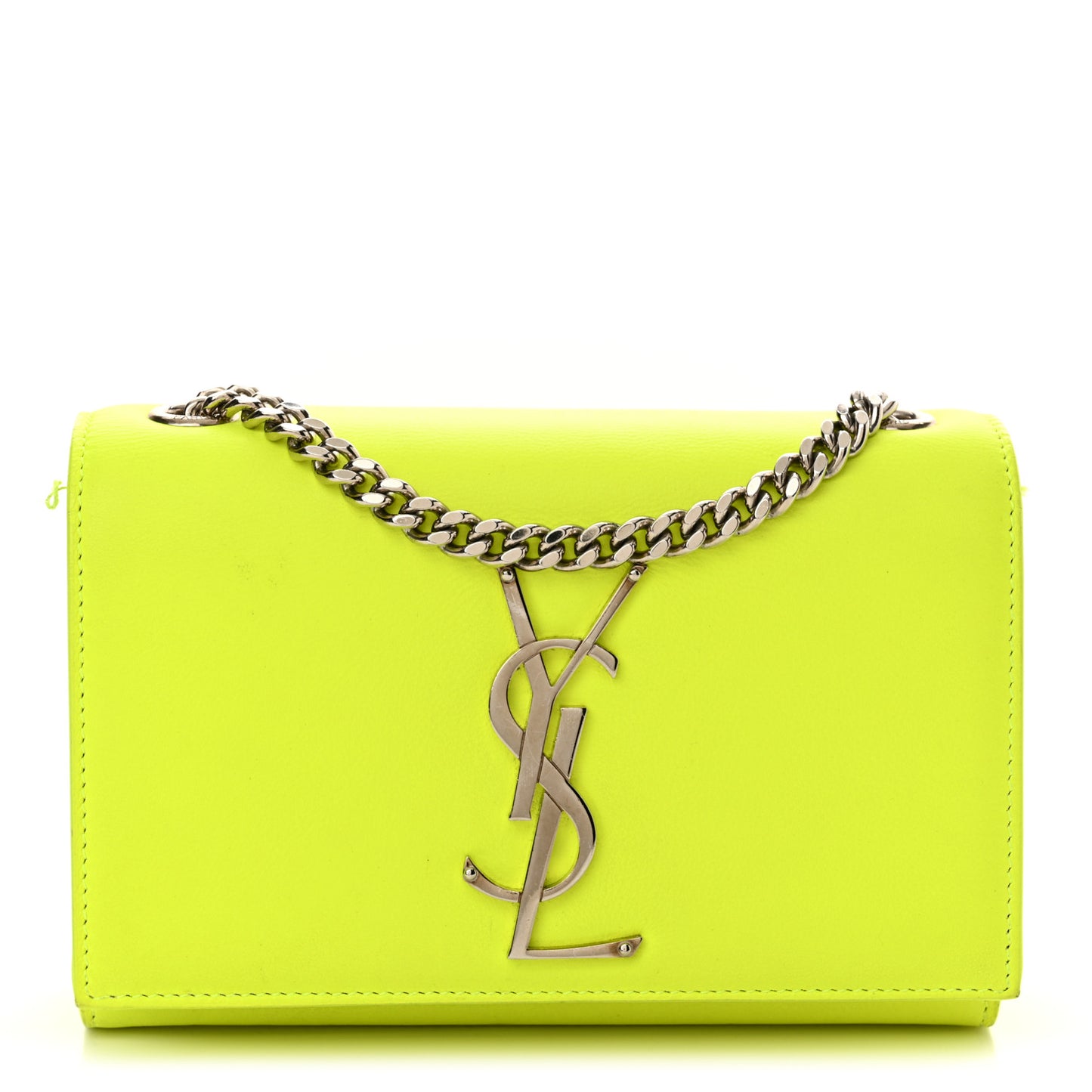 Smooth Calfskin Small Monogram Kate Satchel Neon Yellow