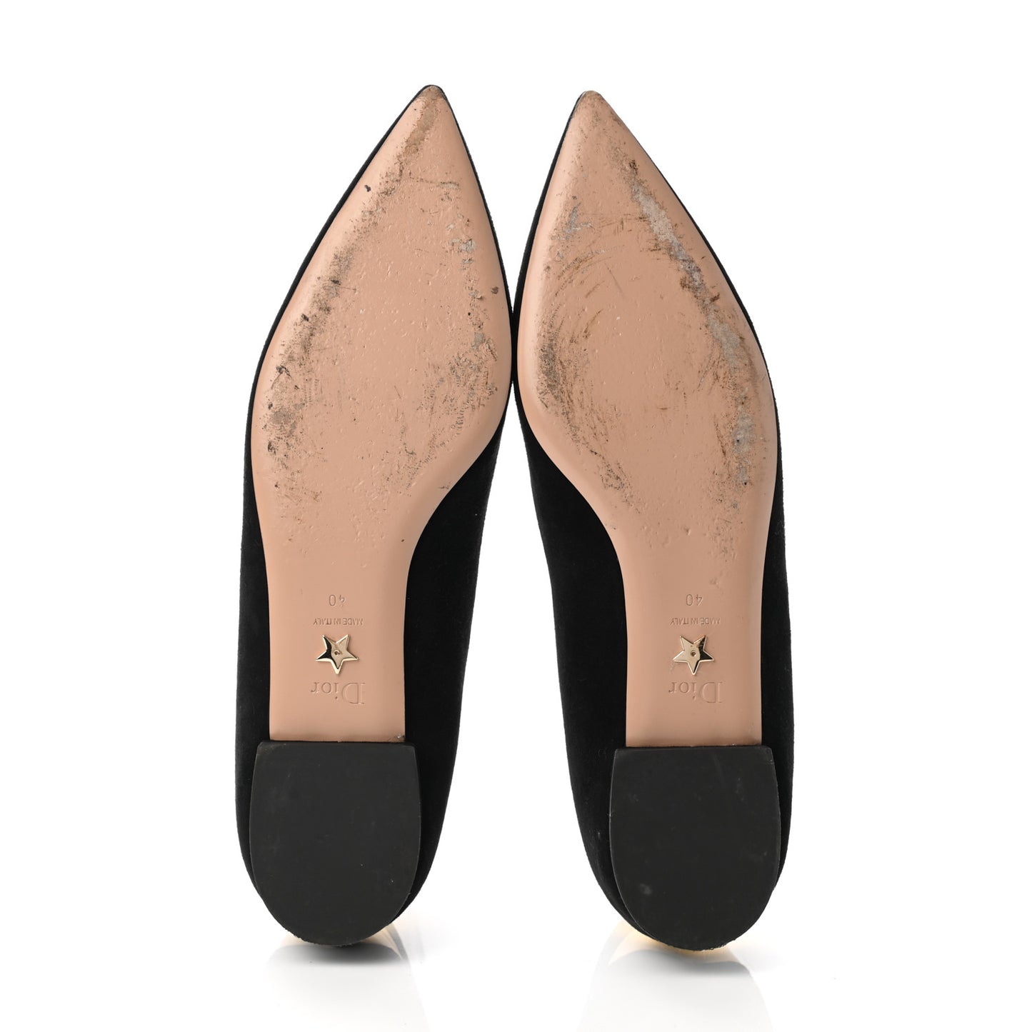 Suede Laminate Dioramour Ballet Flats 40 Black Gold