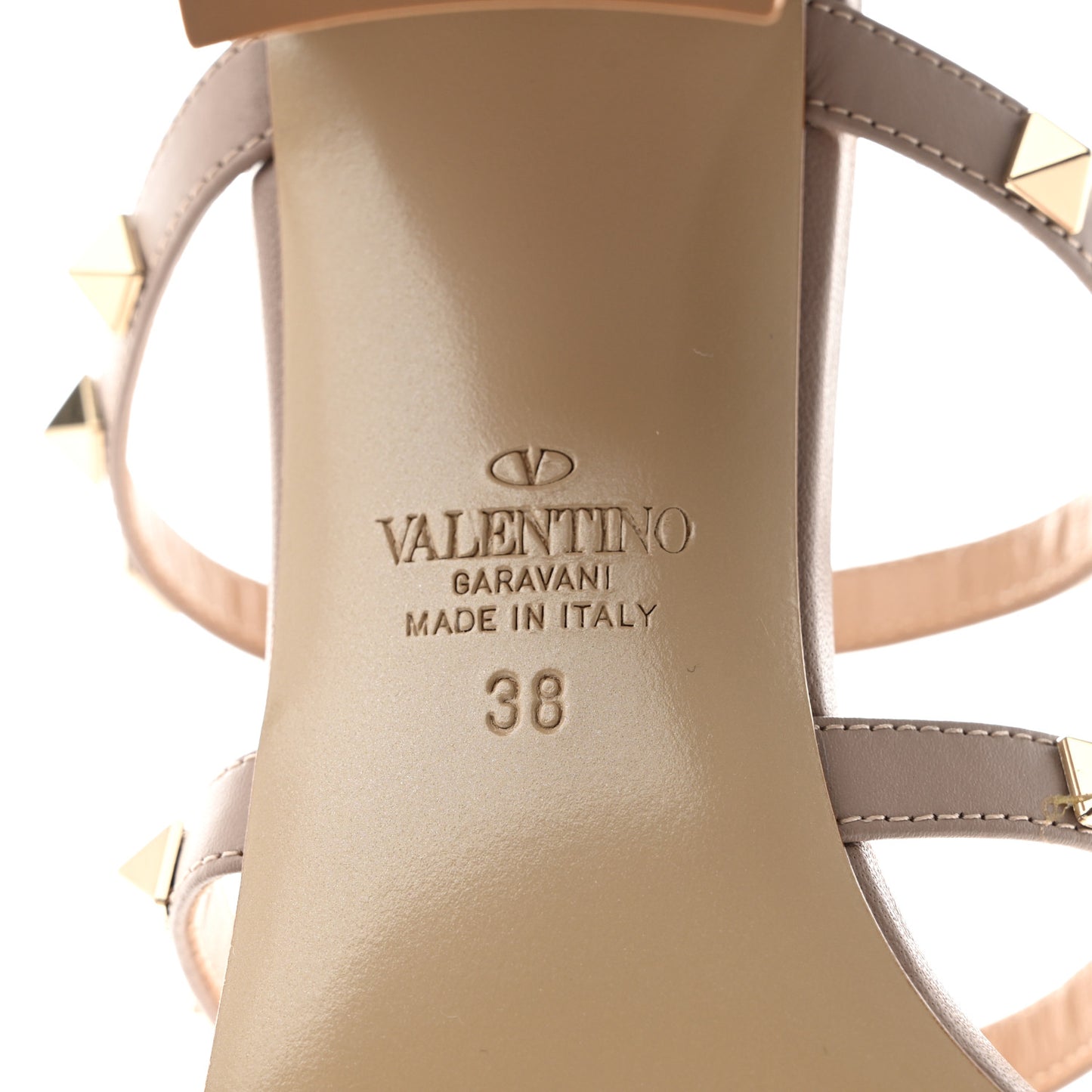 Calfskin Rockstud 60mm Caged Slide Sandals 38 Poudre