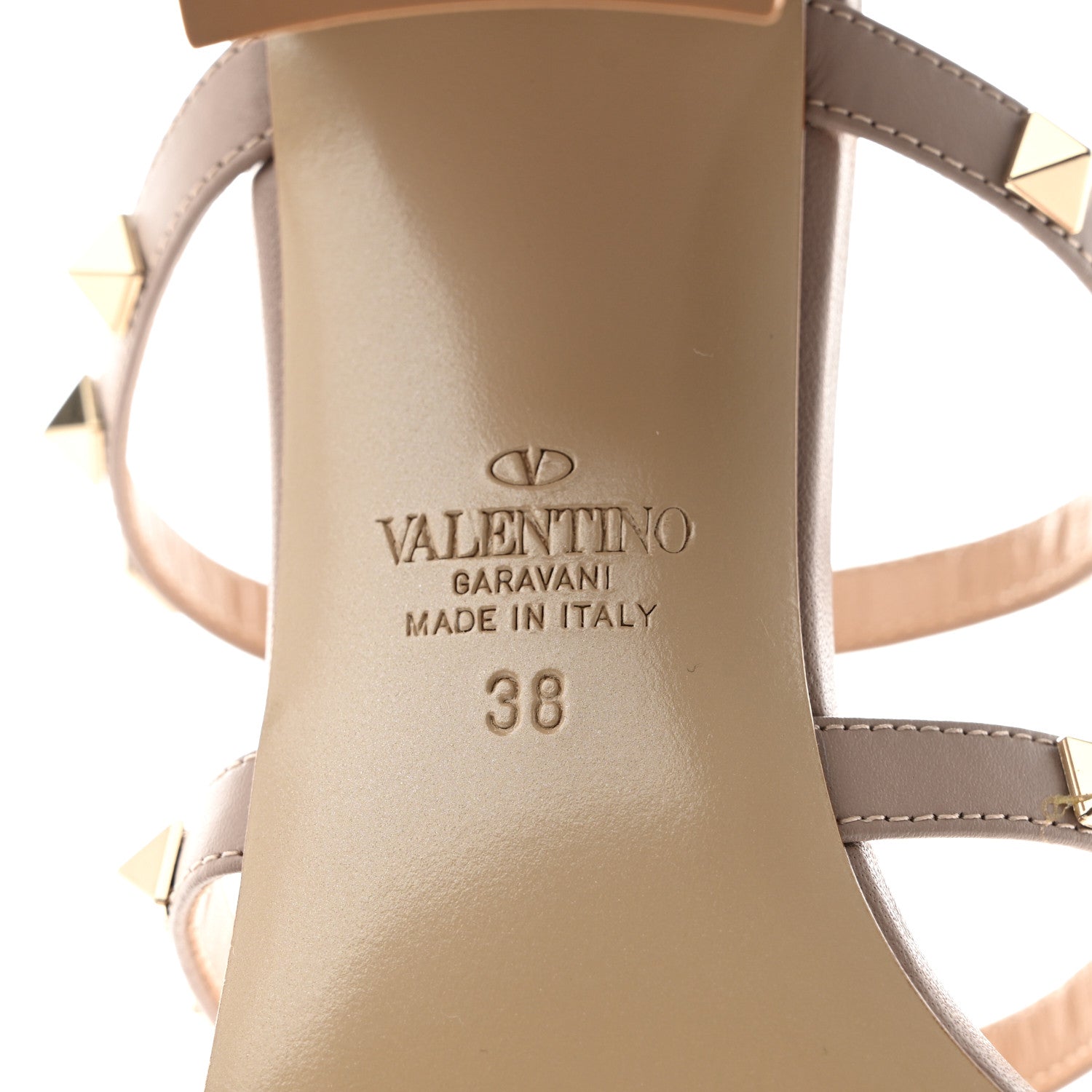 Valentino Garavani Calfskin Rockstud 60mm Caged Slide Sandals 38 Poudre 6 of 8