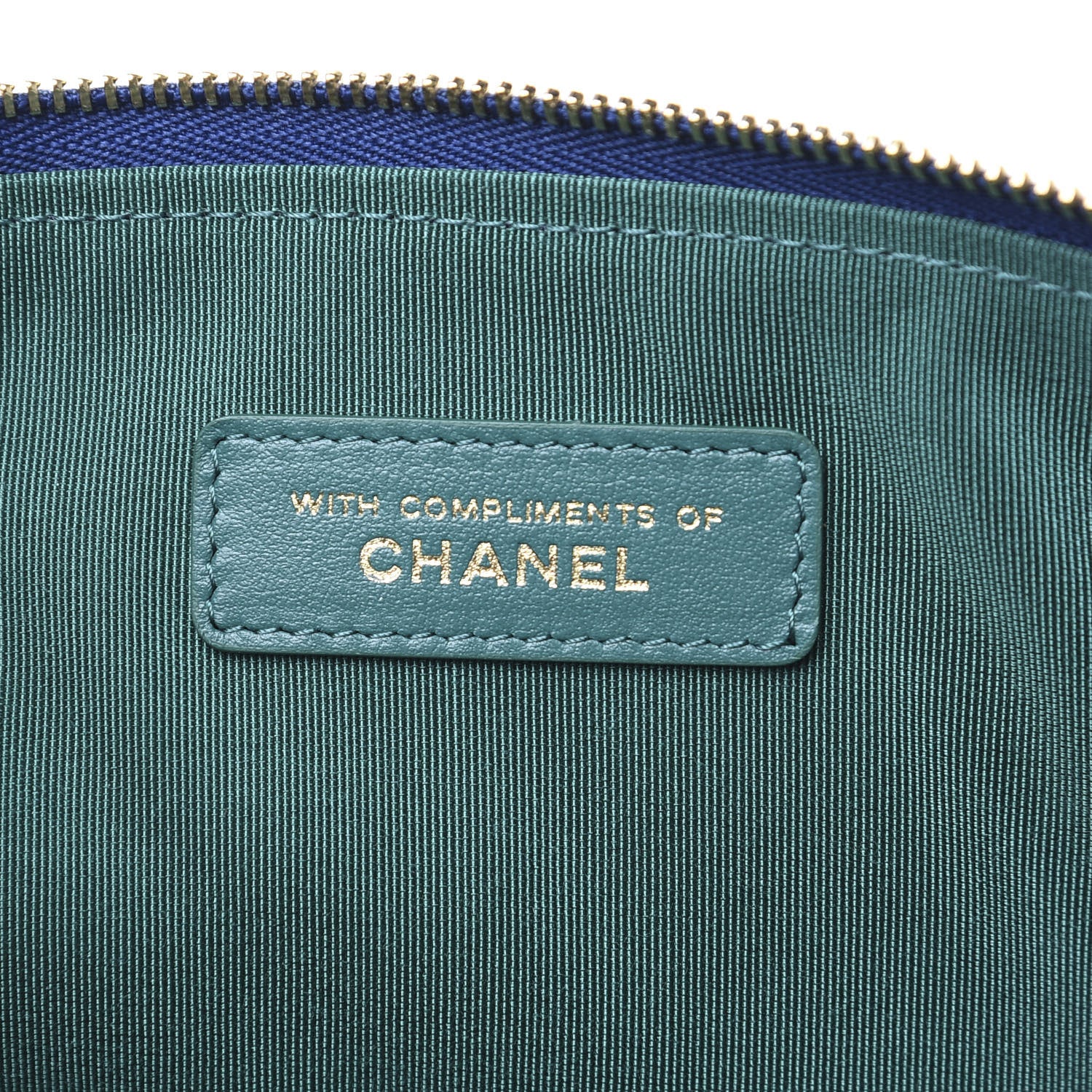 Chanel Jersey Quilted Medium Cosmetic Case Blue 6 of 8