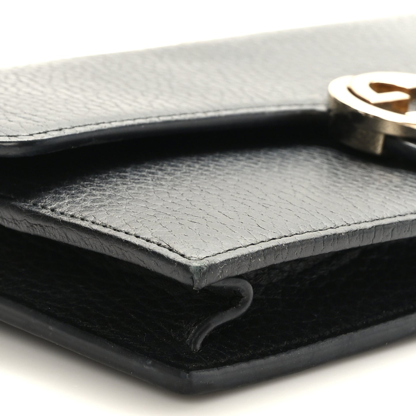 Dollar Calfskin Interlocking G Chain Wallet Black