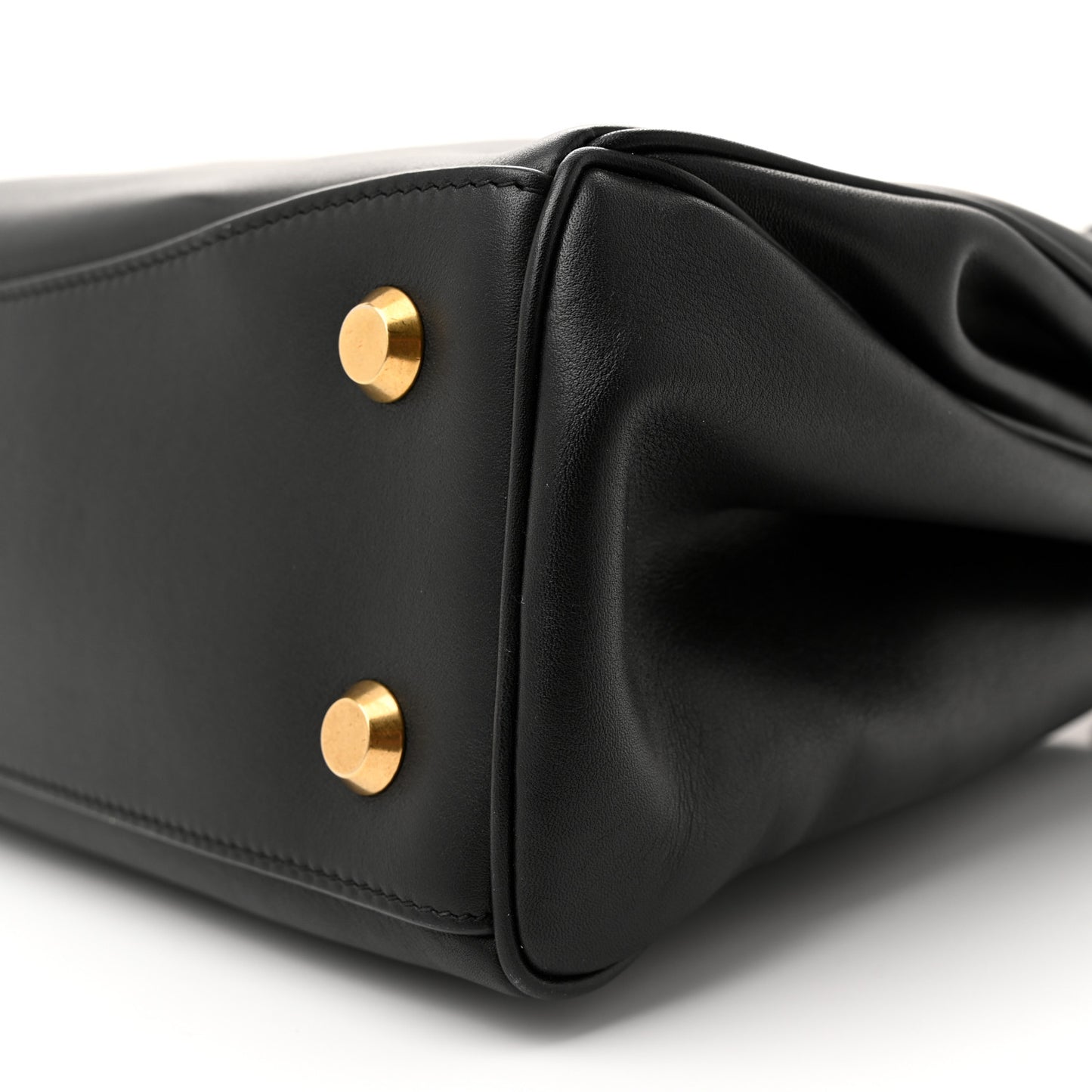 Natural Smooth Calfskin Medium Rodeo Top Handle Handbag Black