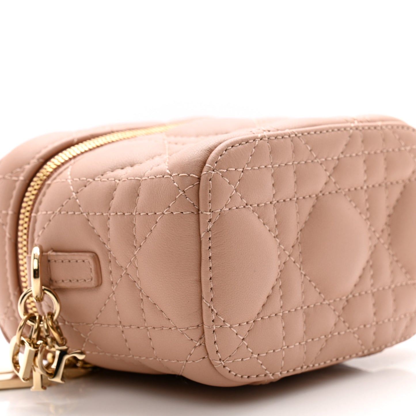 Lambskin Cannage Micro Lady Dior Vanity Case Rose Des Vents