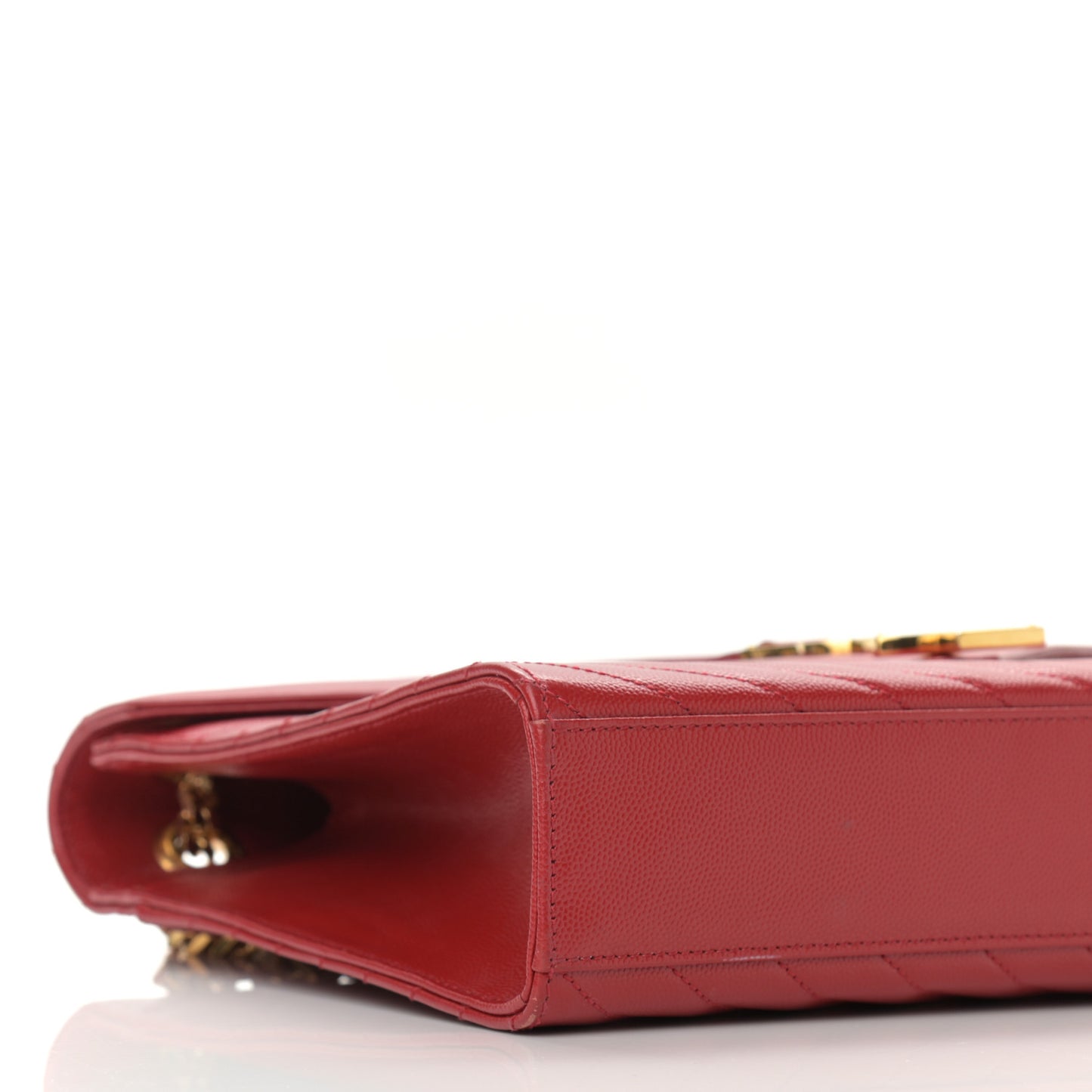 Grain De Poudre Matelasse Chevron Large Monogram Satchel Lipstick Red