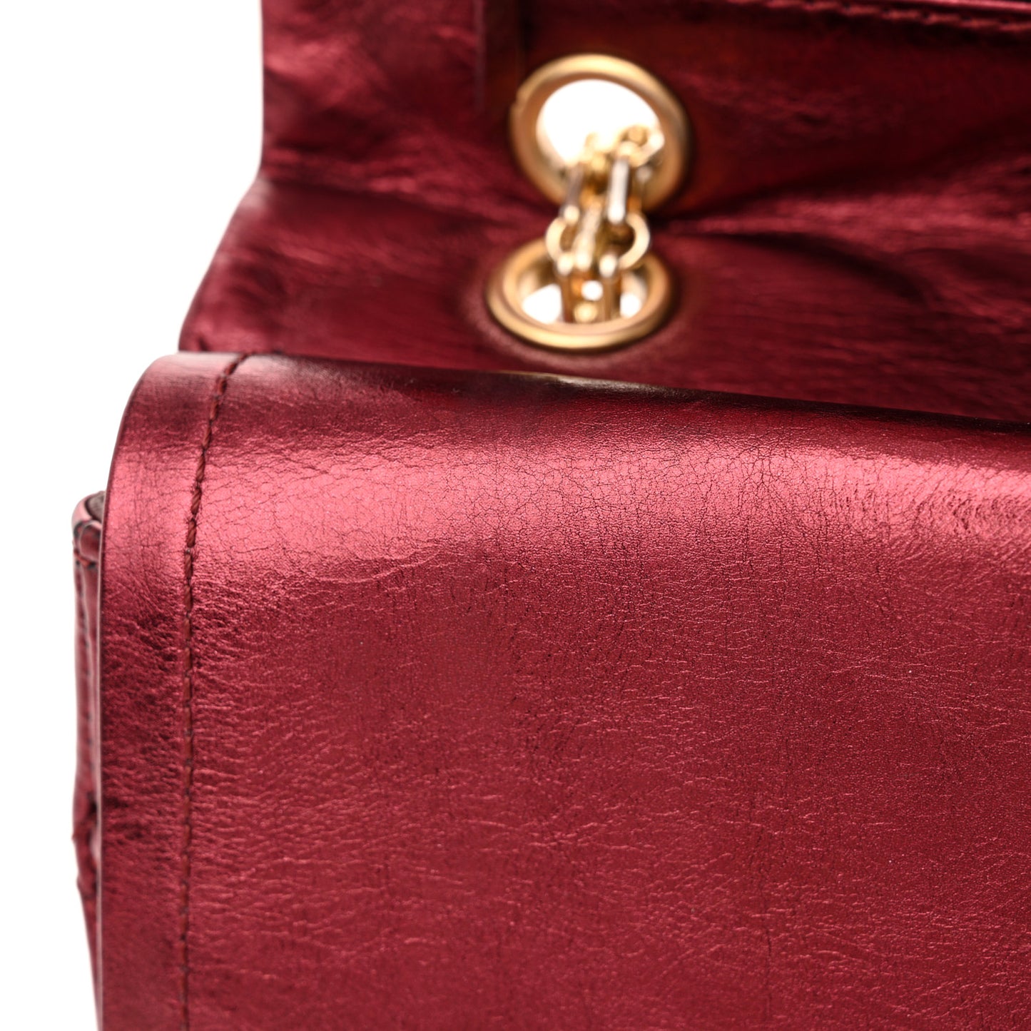 Metallic Aged Calfskin Quilted 2.55 Reissue 227 Flap Dark Red