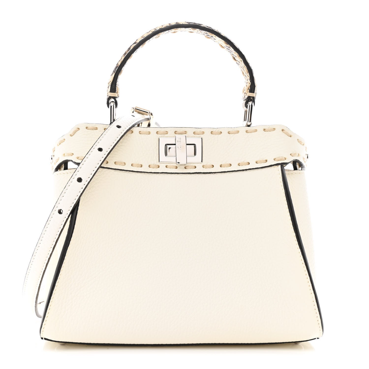 Fendi Cuoio Romano Snakeskin Selleria Mini Peekaboo Iconic Satchel