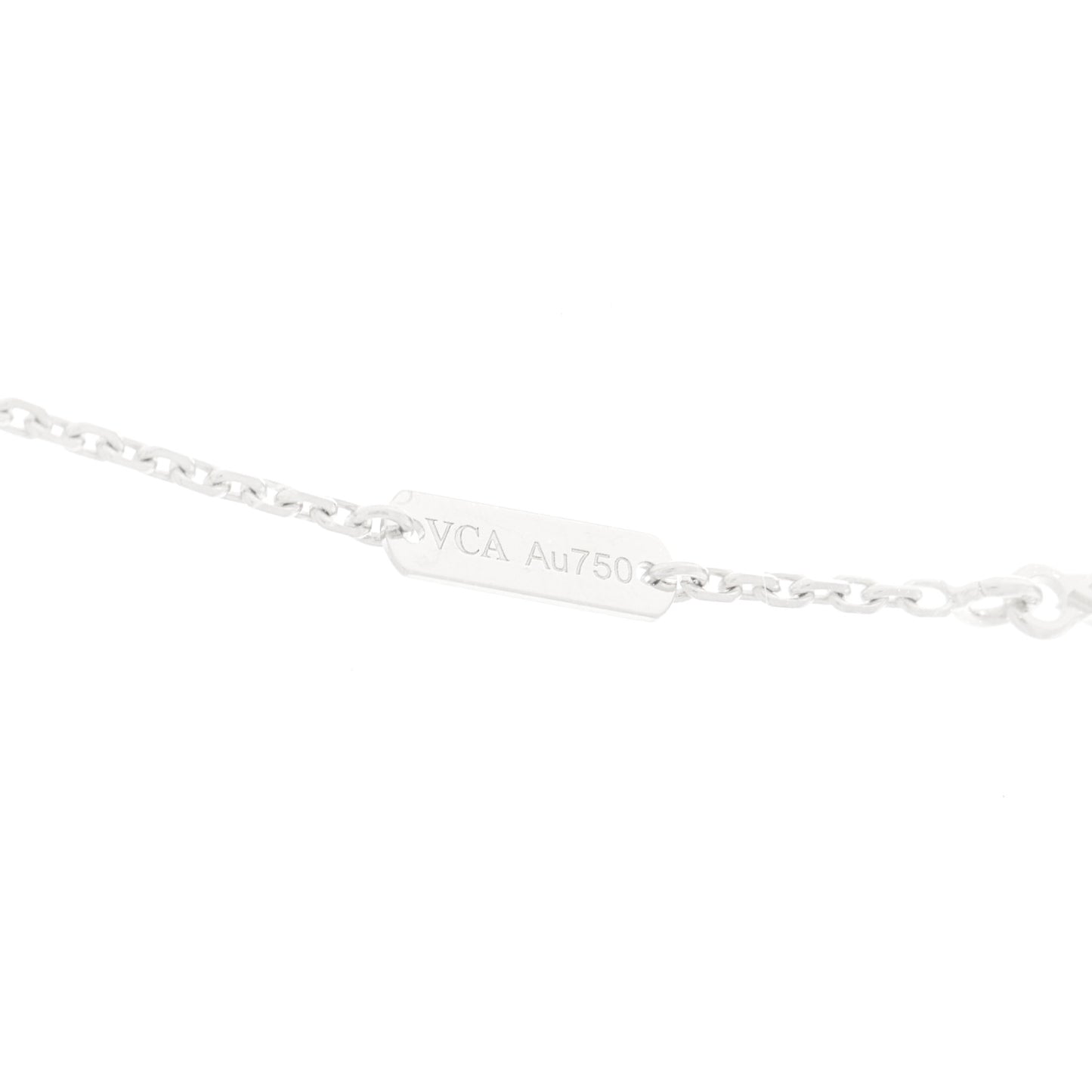 18K White Gold Mother Of Pearl Vintage Alhambra Pendant Necklace