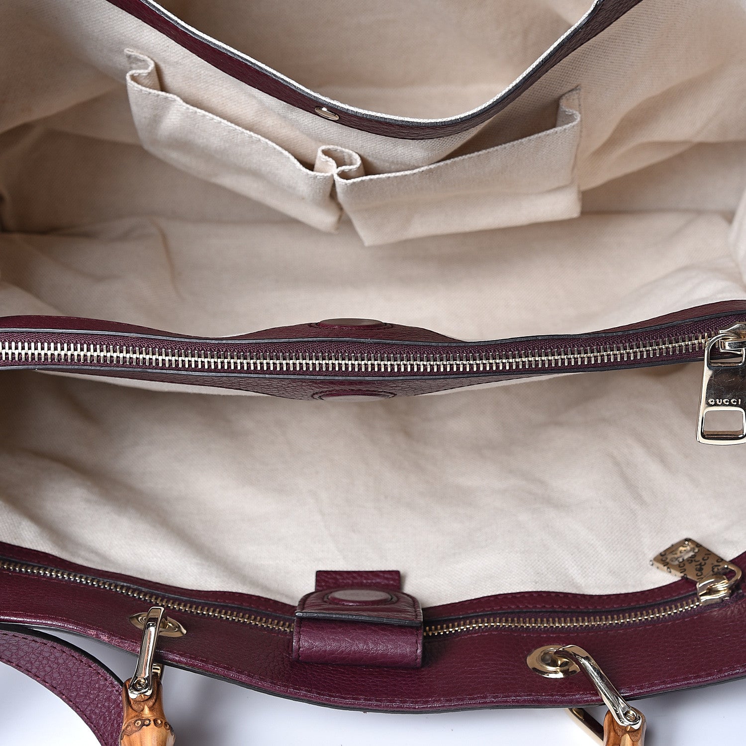 Gucci Calfskin Large Bamboo Shopper Tote Burgundy 4 of 11
