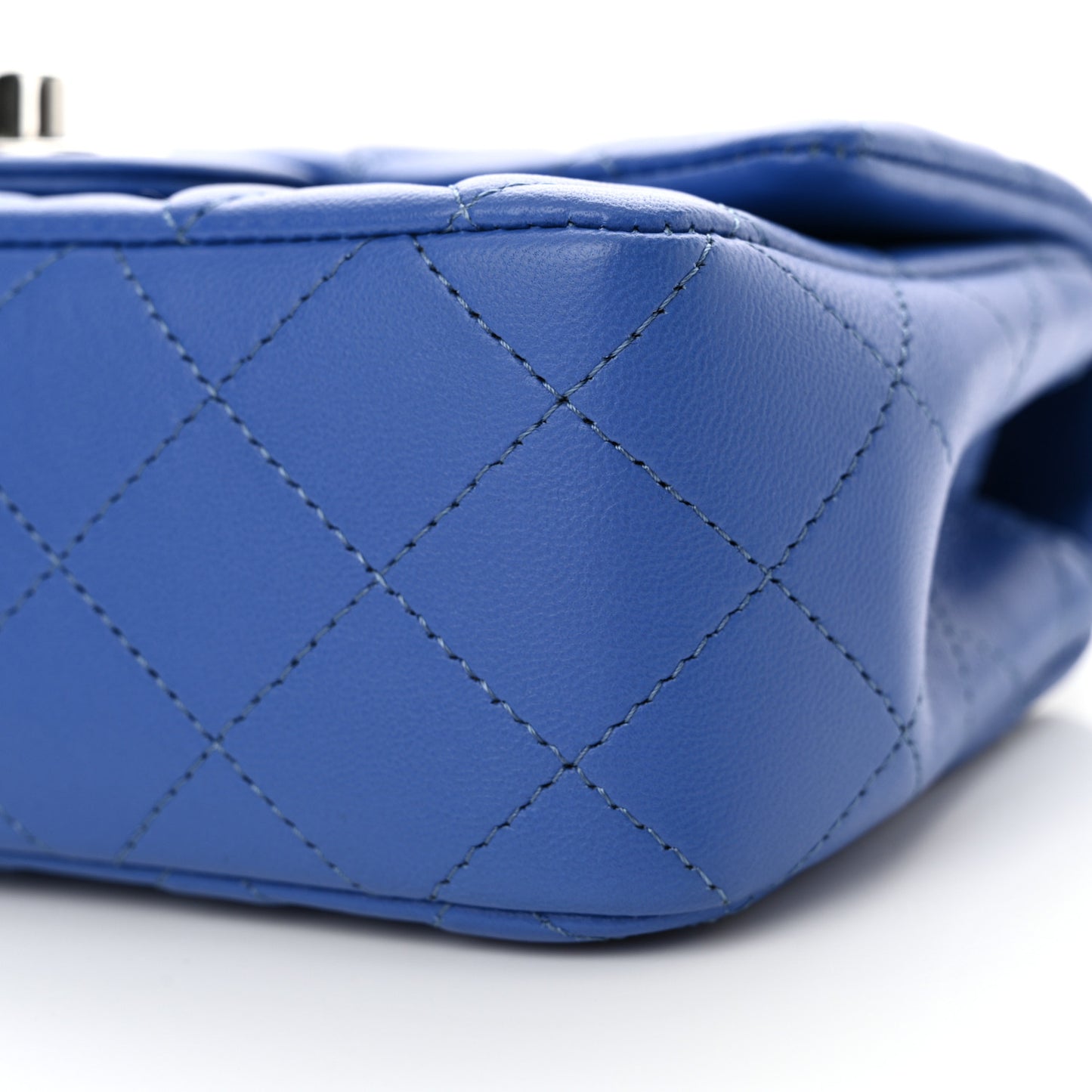 Lambskin Quilted Mini Rectangular Flap Light Blue
