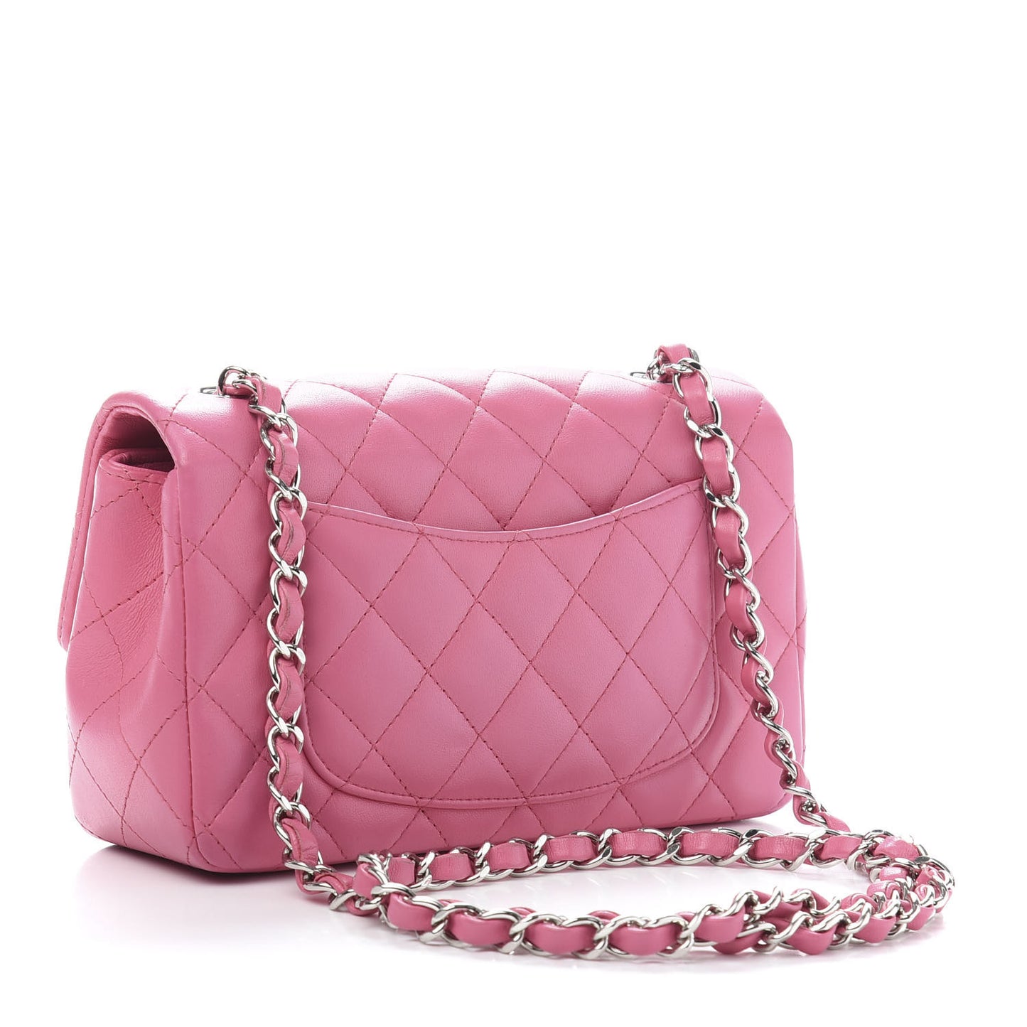 Lambskin Quilted Mini Rectangular Flap Dark Pink
