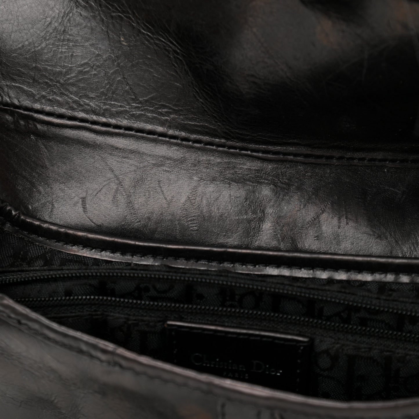 Calfskin Hardcore Pierced Saddle Bag Black