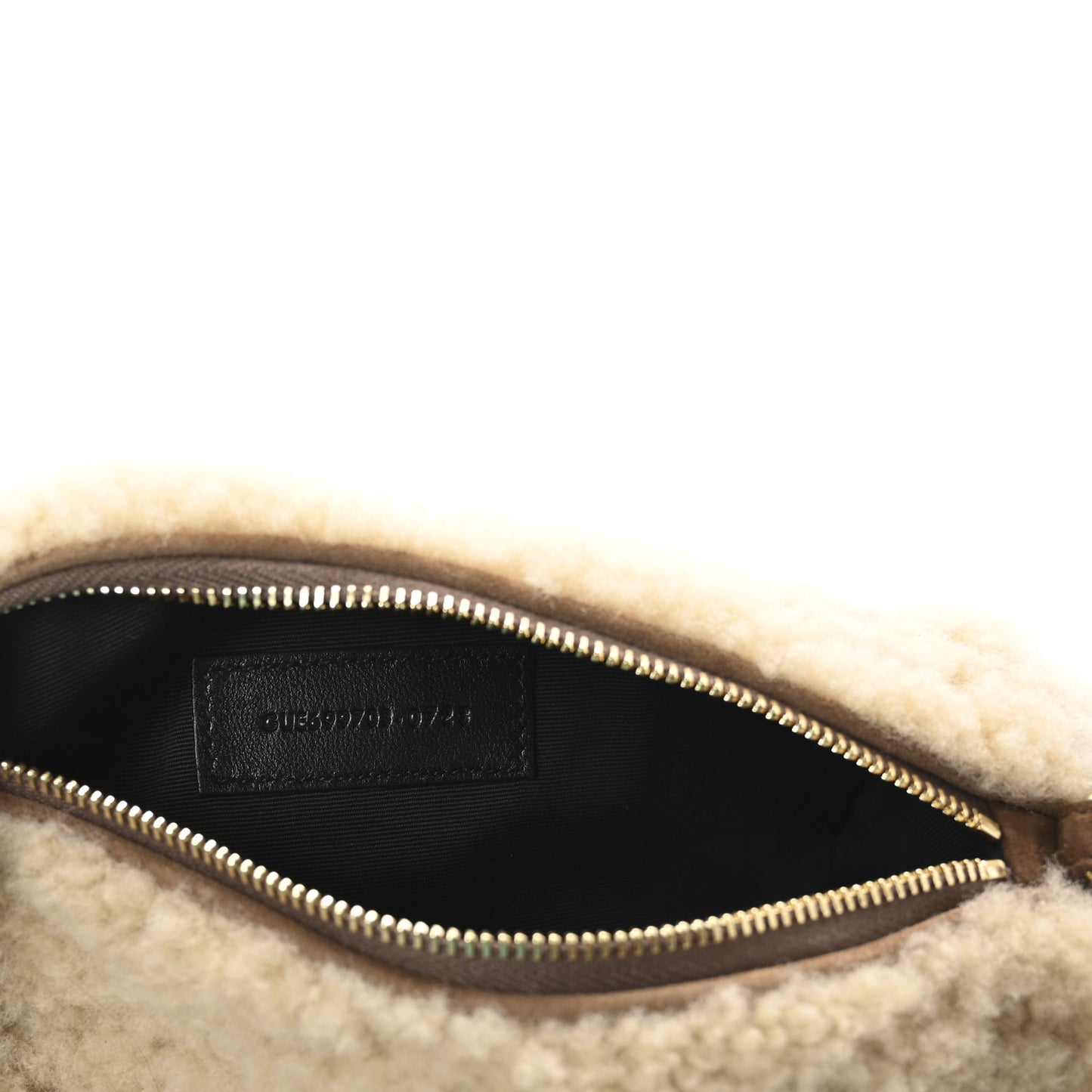Shearling Monogram Mini Sade Tube Bag Natural