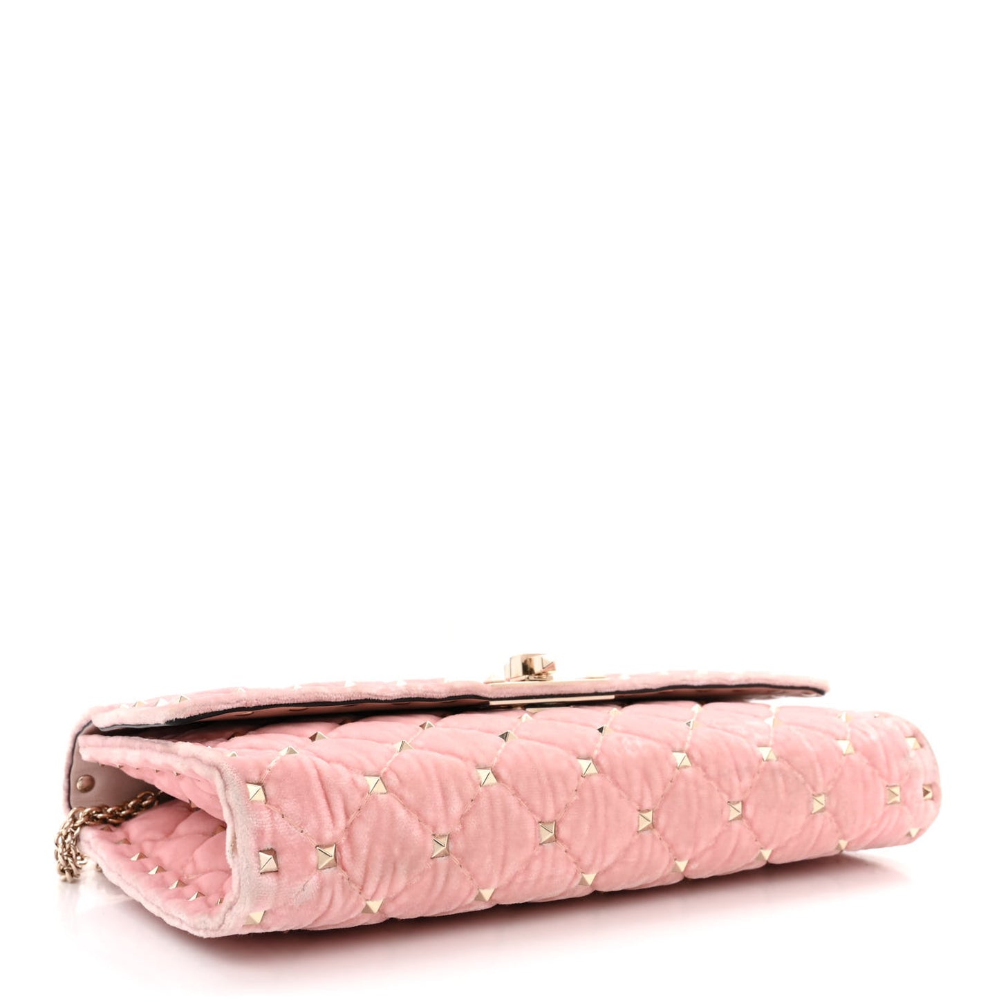 Velvet Rockstud Spike Wallet on Chain Water Rose