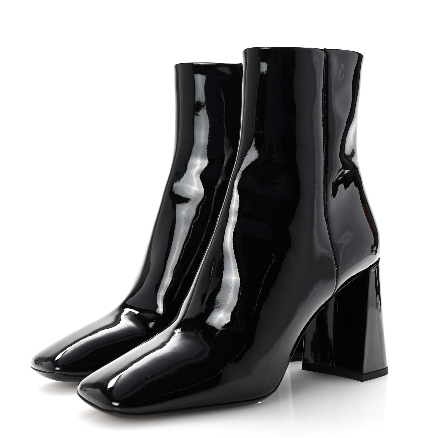 Prada Vernice Square Ankle Boots 35 Black 4 of 8