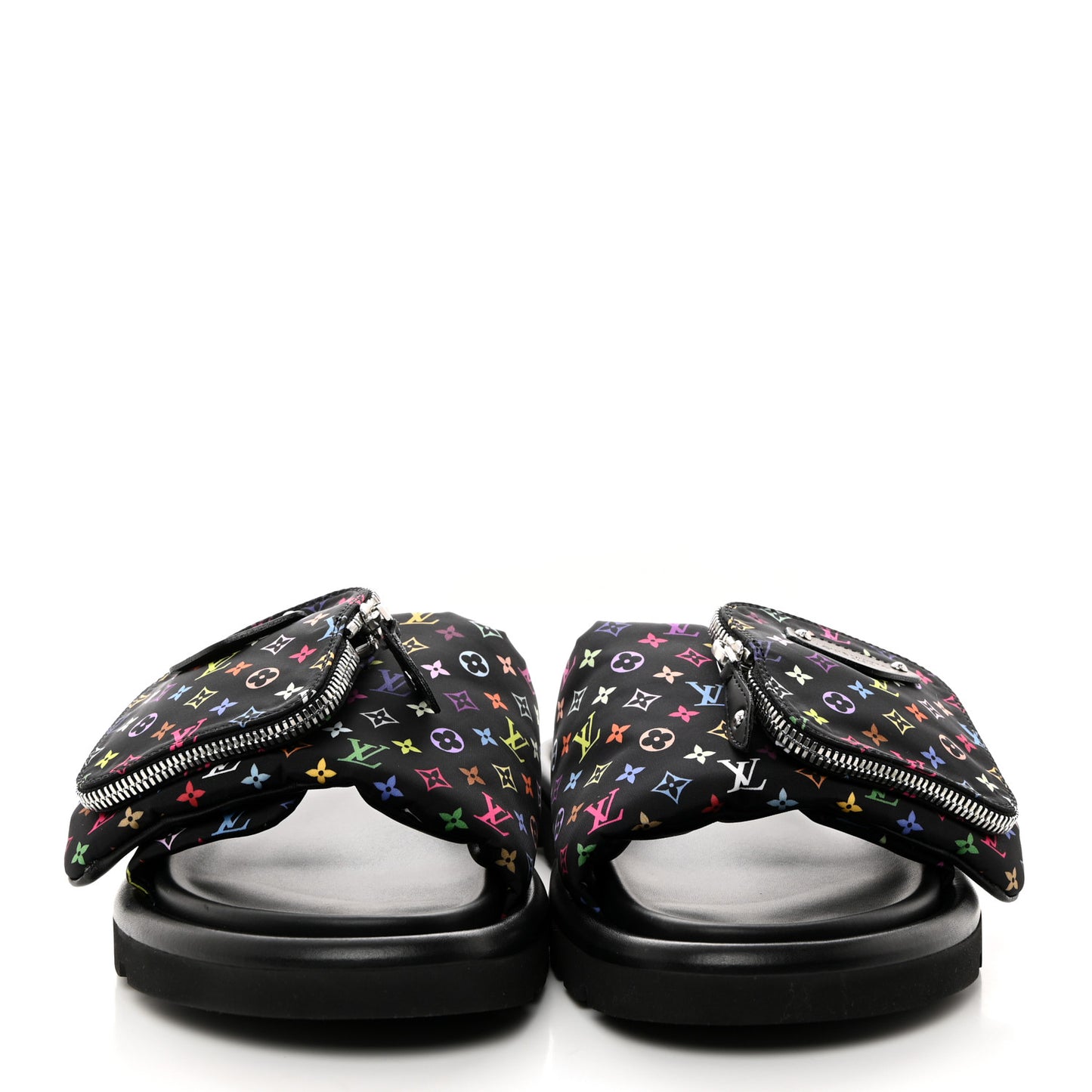 LV X TM Monogram Multicolor Pool Pillow Flat Comfort Mule 40 Black