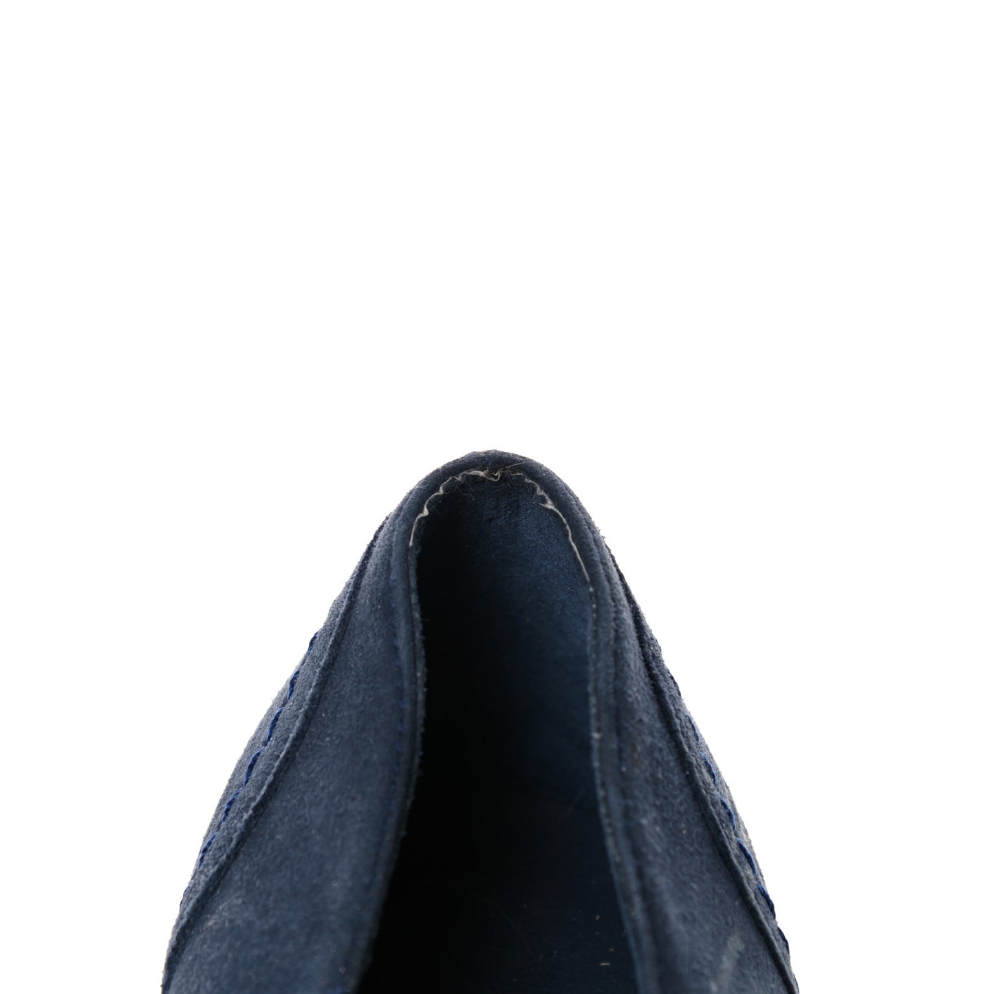 Suede Lambskin Cap Toe Chain Wedge Pumps 39 Blue