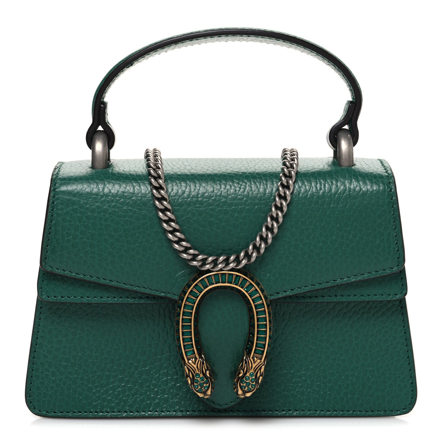 Gucci Dollar Calfskin Crystal Mini Dionysus Top Handle Bag Emerald