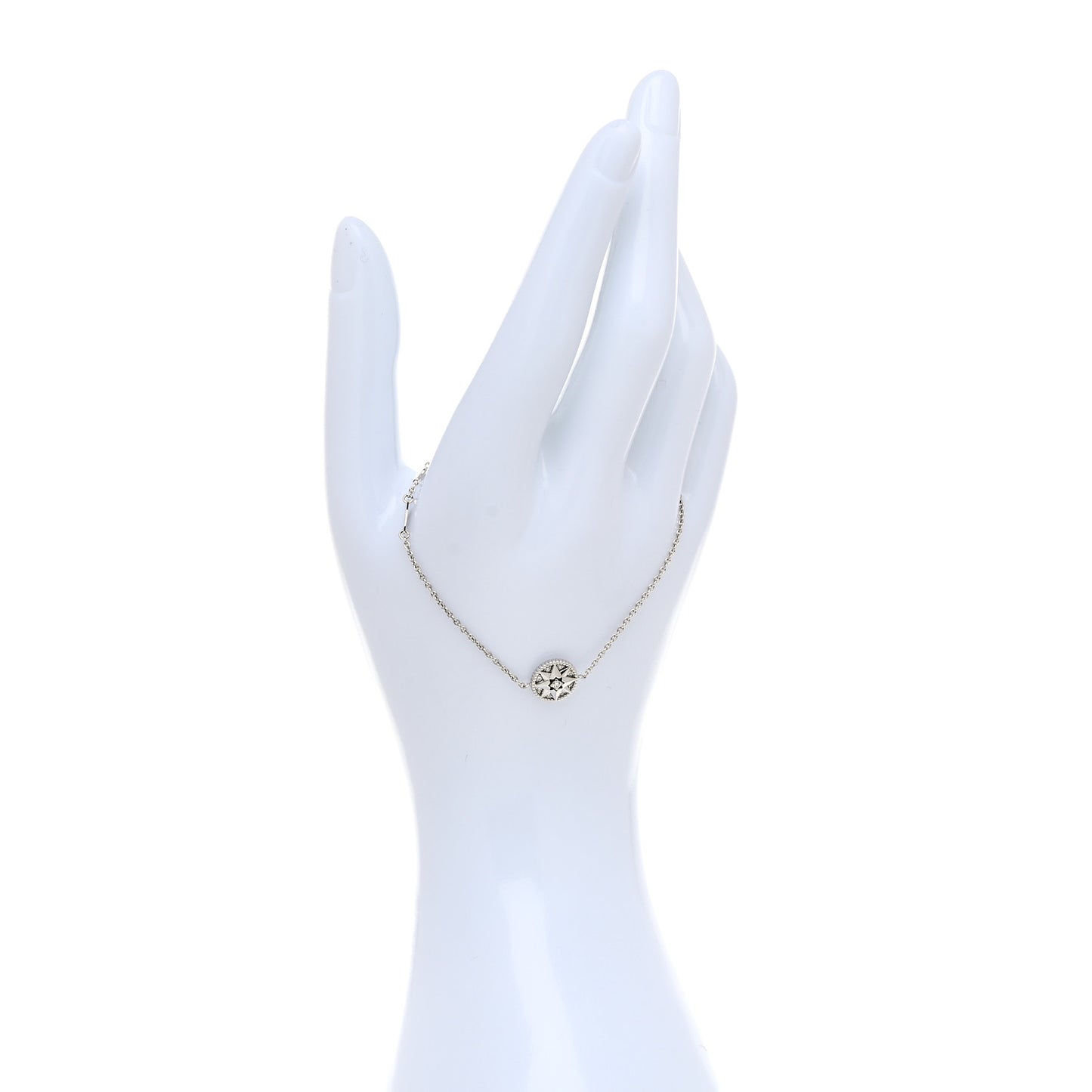 18K White Gold Pave Diamond Rose Des Vents Bracelet