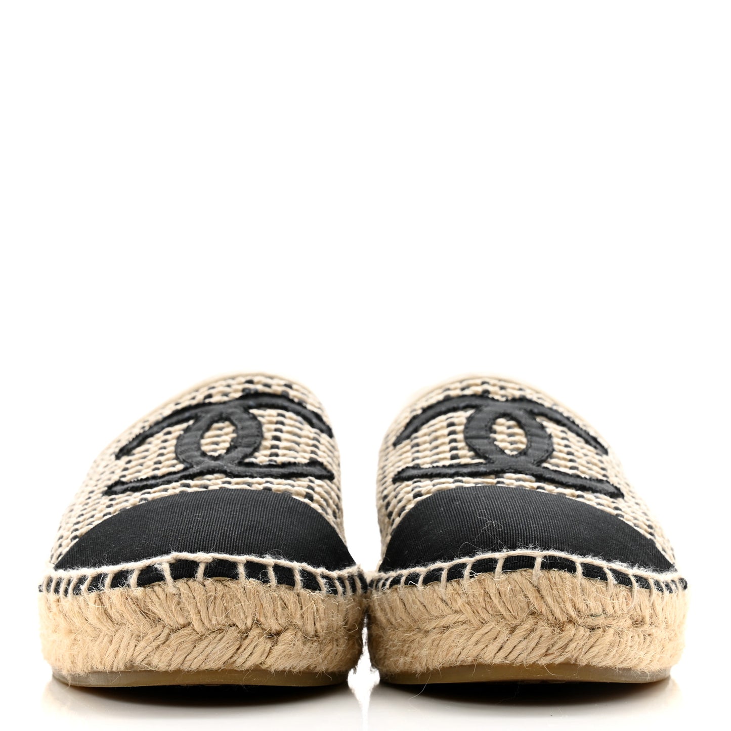 Mesh Grosgrain CC Espadrilles 37 Beige Black