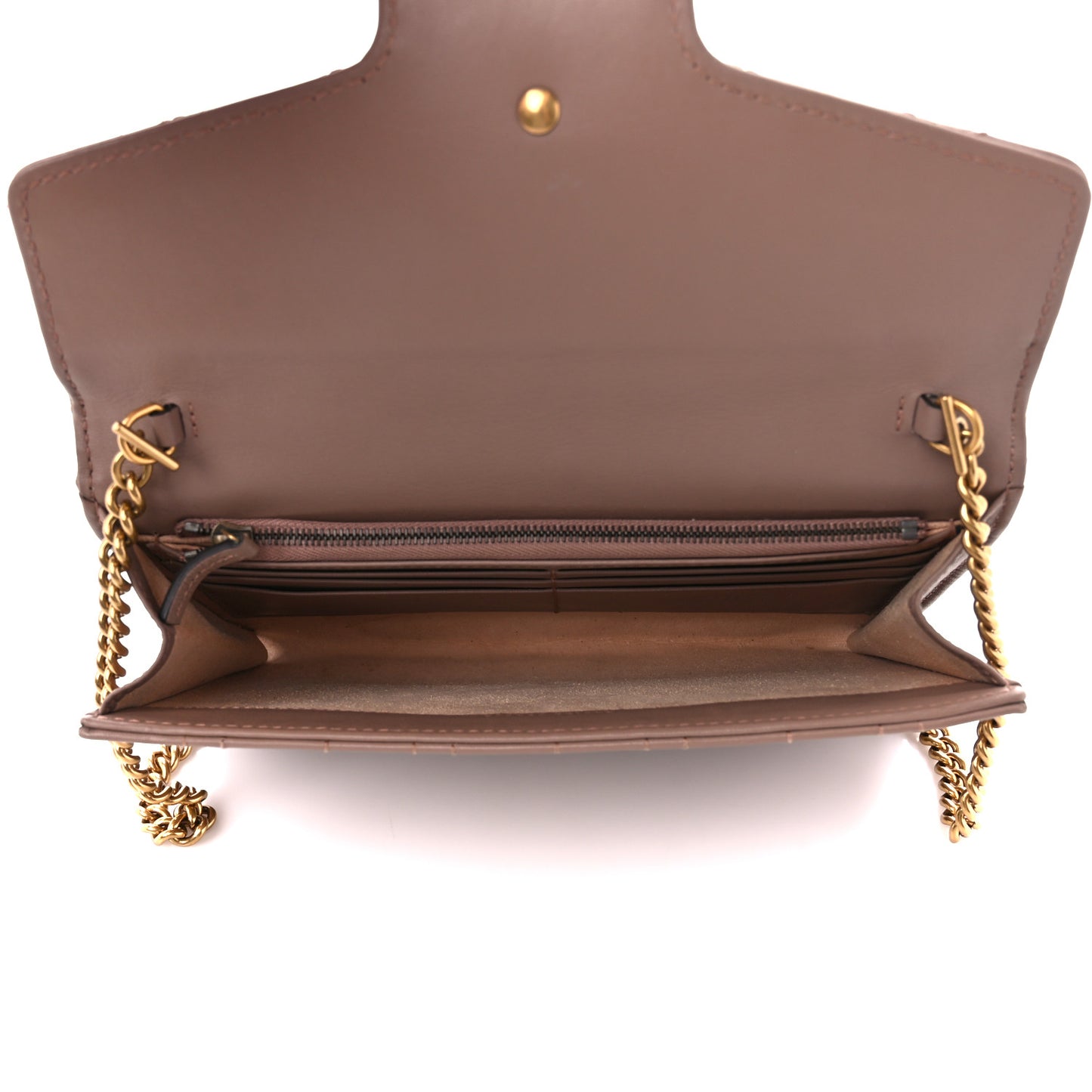 Calfskin Matelasse Mini Pearly GG Marmont Chain Wallet Porcelain Rose