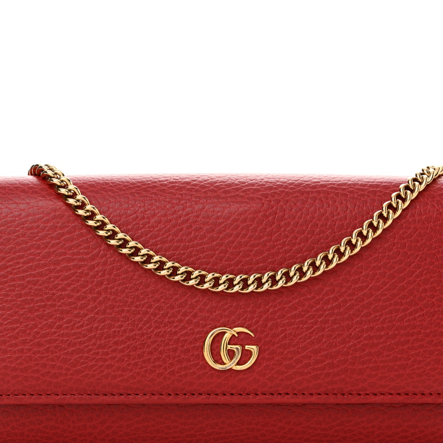 Dollar Calfskin Petite GG Marmont Wallet Chain Bag Hibiscus Red