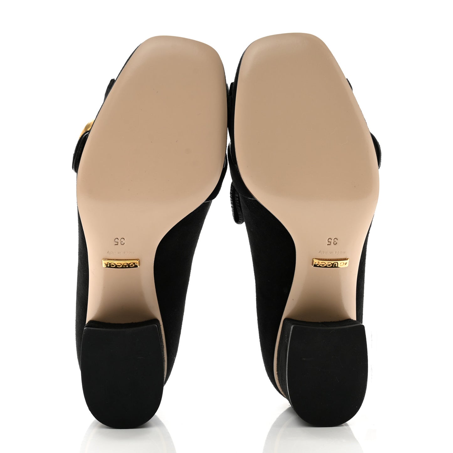 Kid Scamosciato GG Marmont Fringe 50mm Loafer Pumps 35 Black