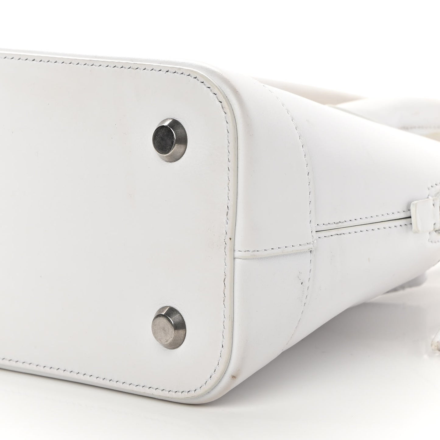 Smooth Calfskin 3D Logo S Ville Top Handle Bag White Screen Blue Black