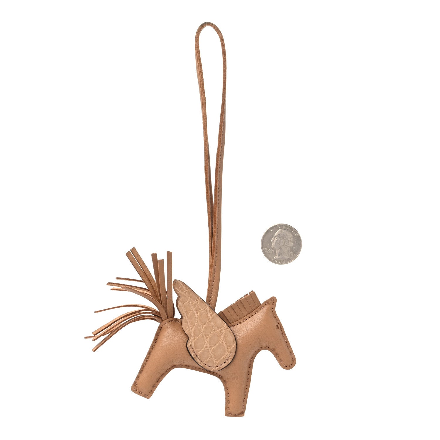Hermes Milo Lambskin Matte Alligator Touch Grigri Rodeo Pegase Horse Bag Charm PM Chai 2 of 6