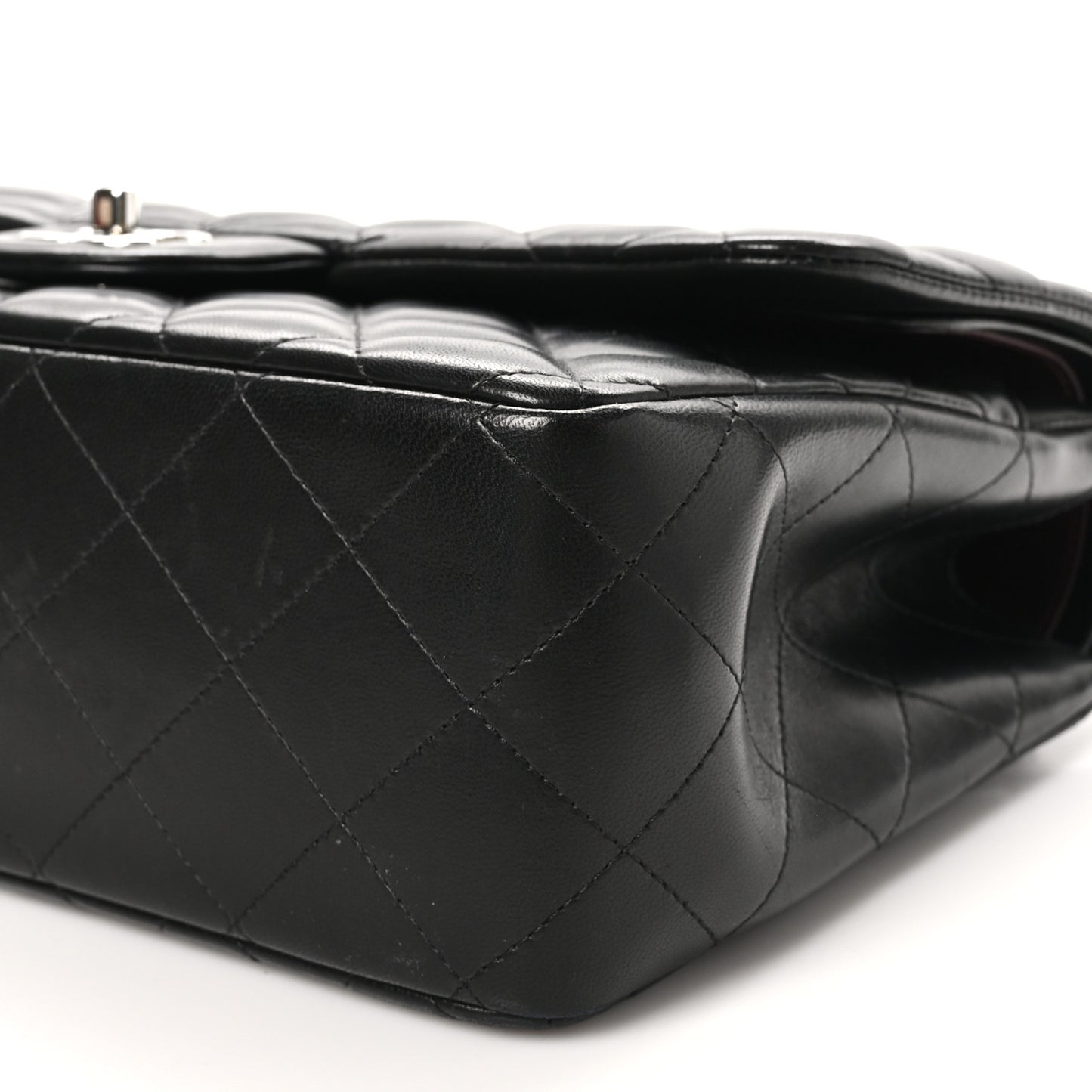 Lambskin Quilted Jumbo Double Flap Black