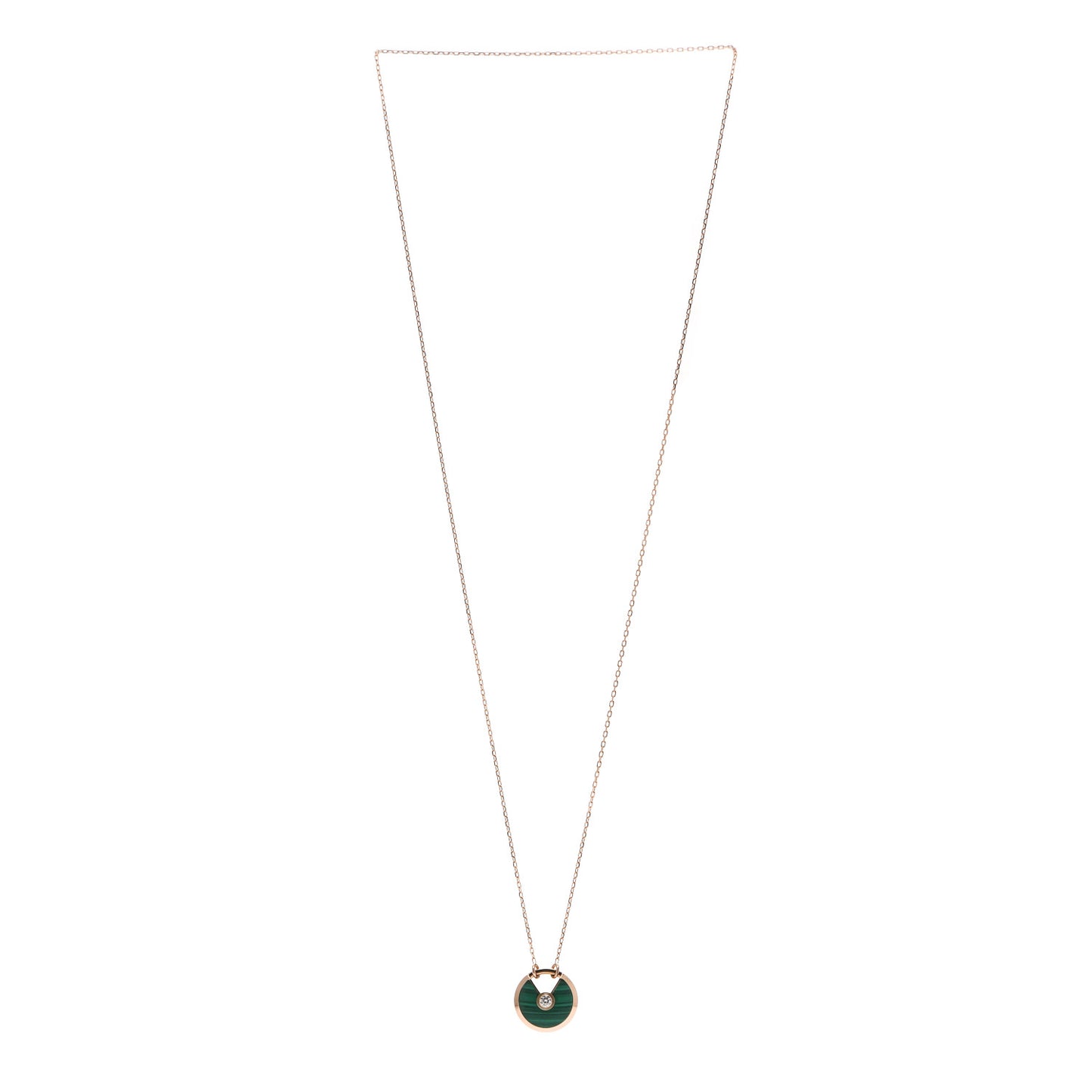 18K Pink Gold Diamond Malachite SM Amulette de Cartier Pendant Necklace
