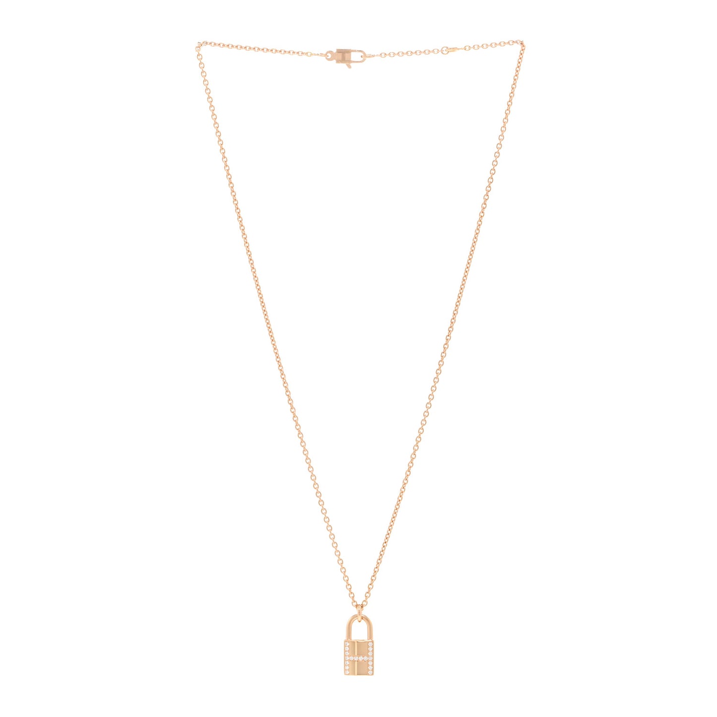 18K Rose Gold Diamond Amulettes Cadenas Pendant Necklace