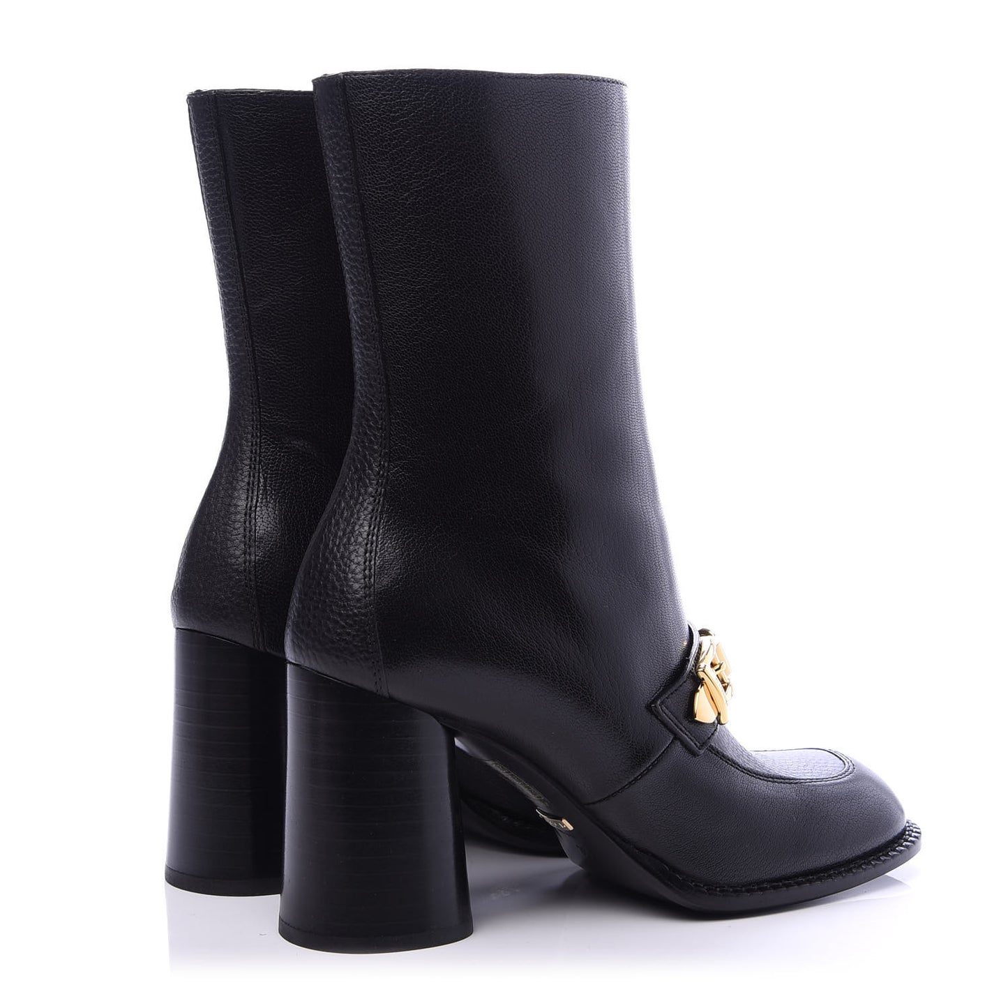 Goatskin Austin Calfskin Sylvie Chain Ankle Boots 38 Black